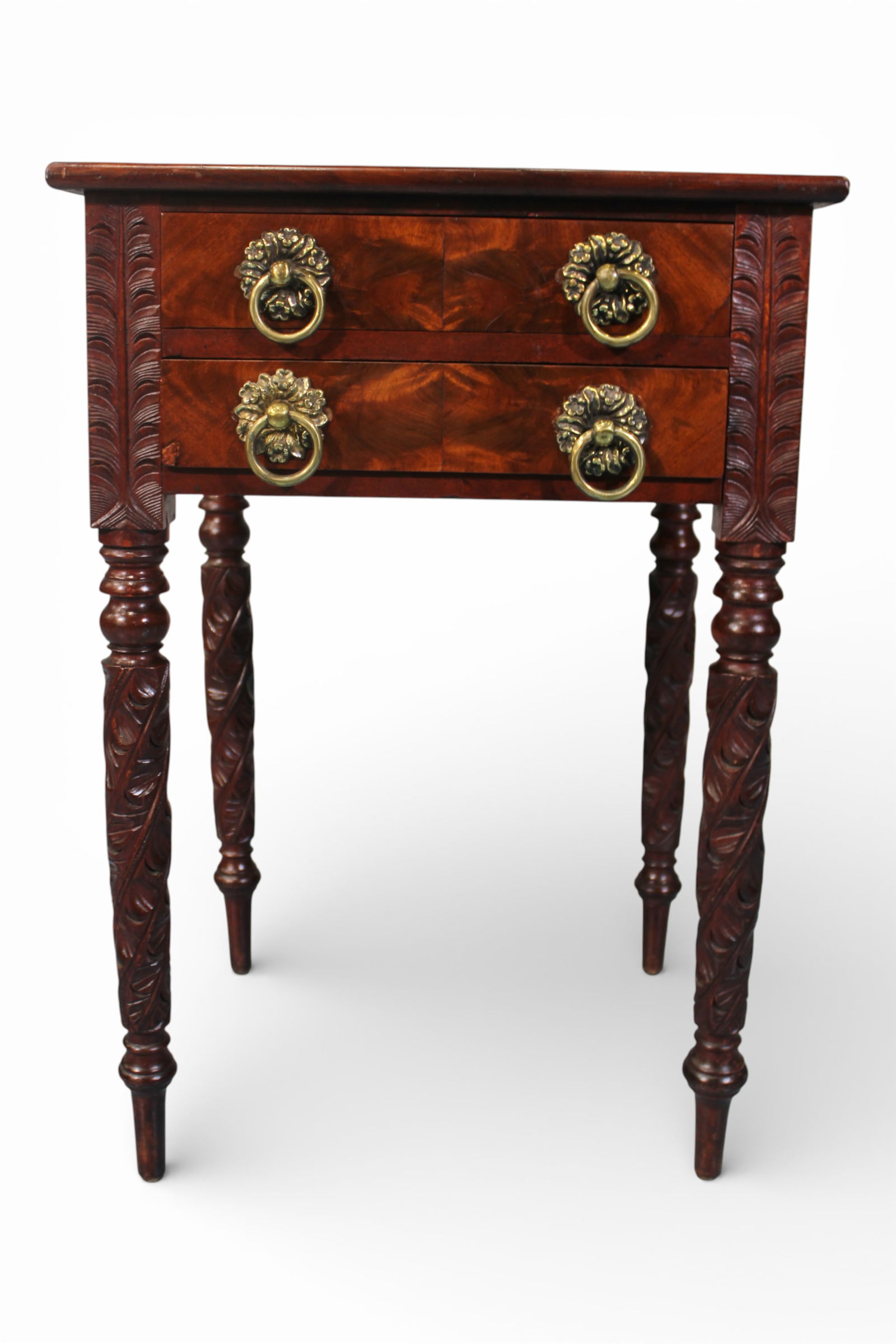 Fine American / New York Acanthus-Carved Two-Drawer Work Table, ca. 1835 (1 of 5)