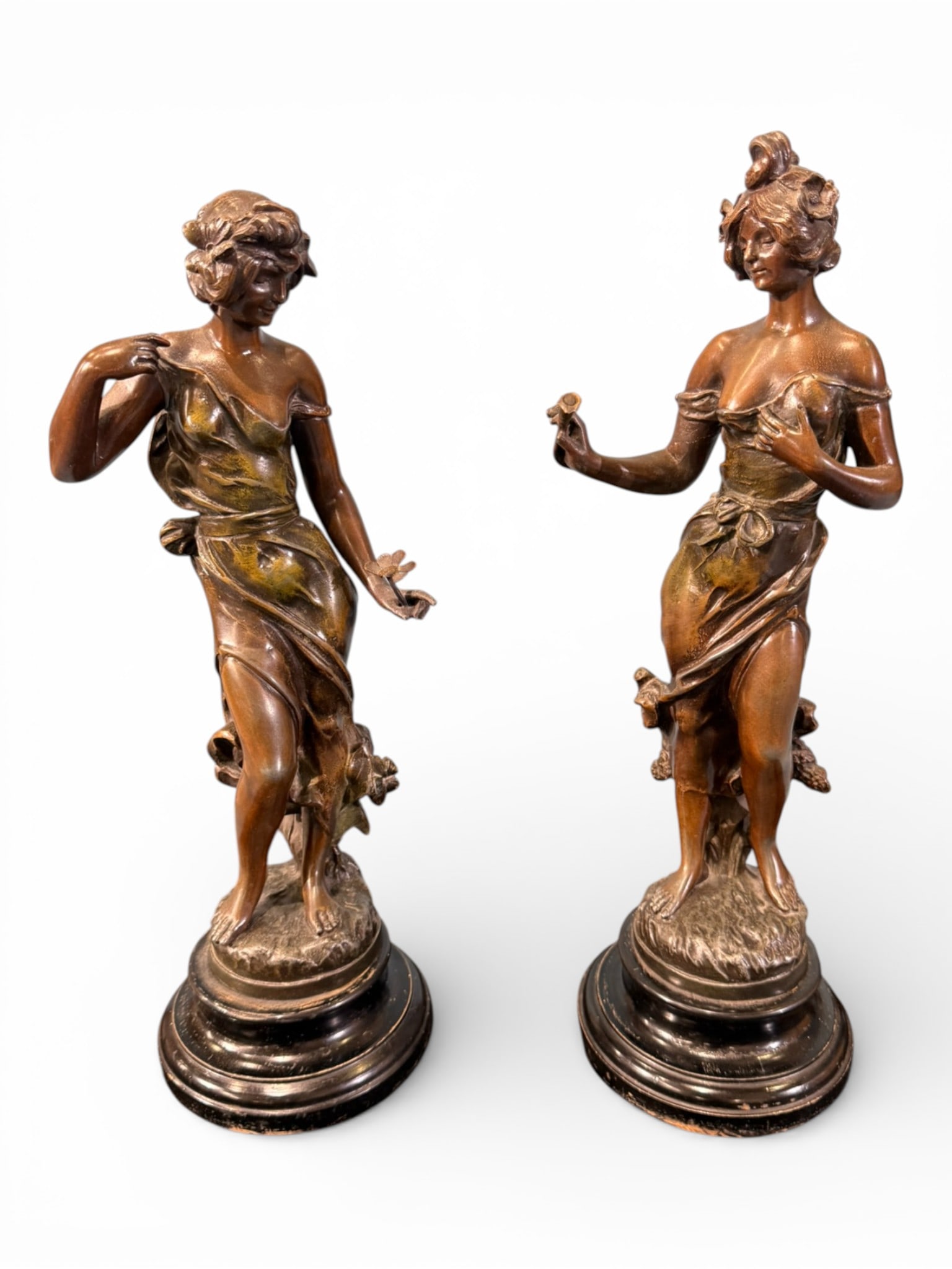 Pair of French Art Nouveau Bronze Figures by Julien Caussé (1869–1938) (1 of 5)