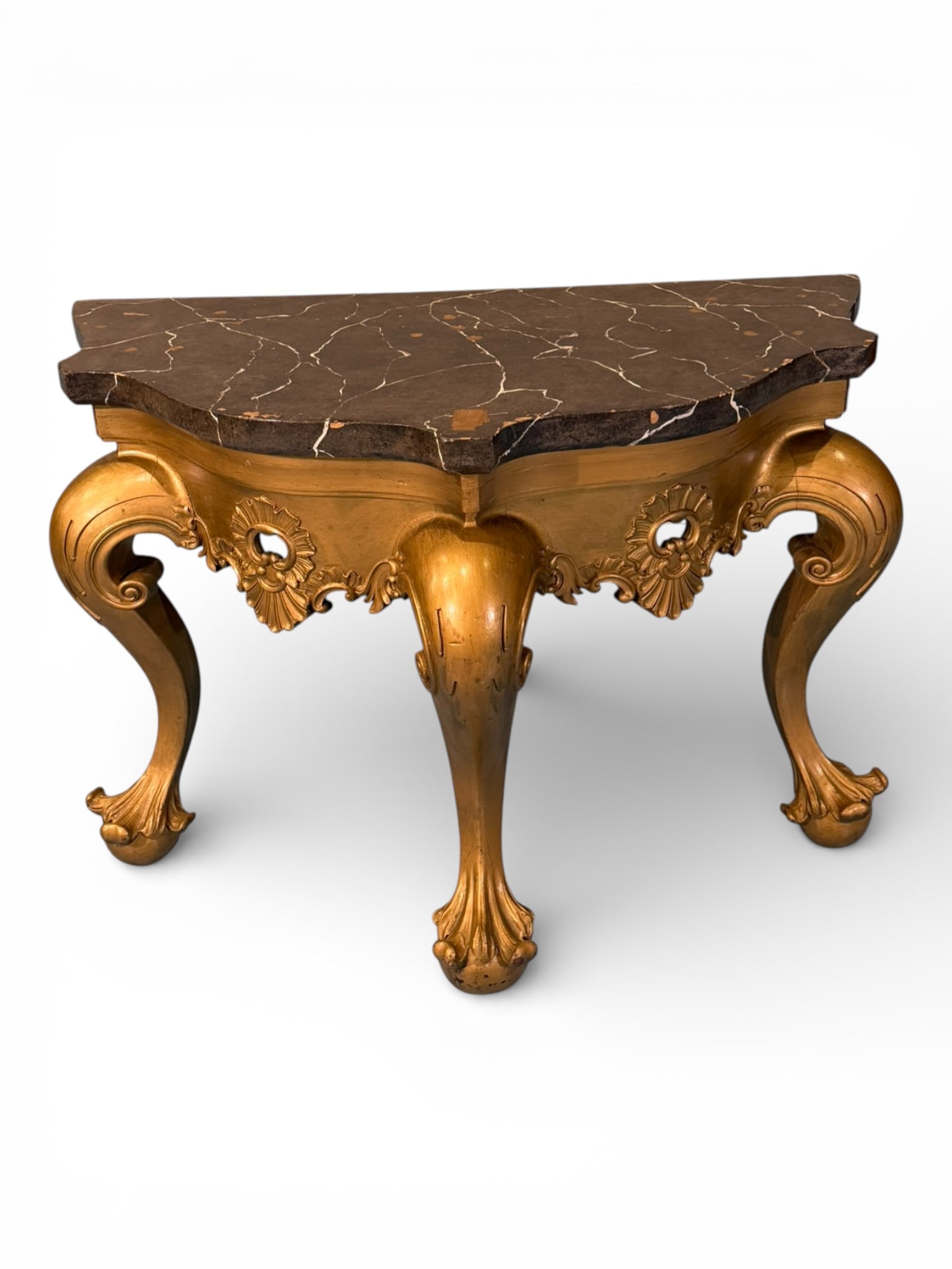 Louis XV Style Giltwood Console Table with Black Marble Top (1 of 4)