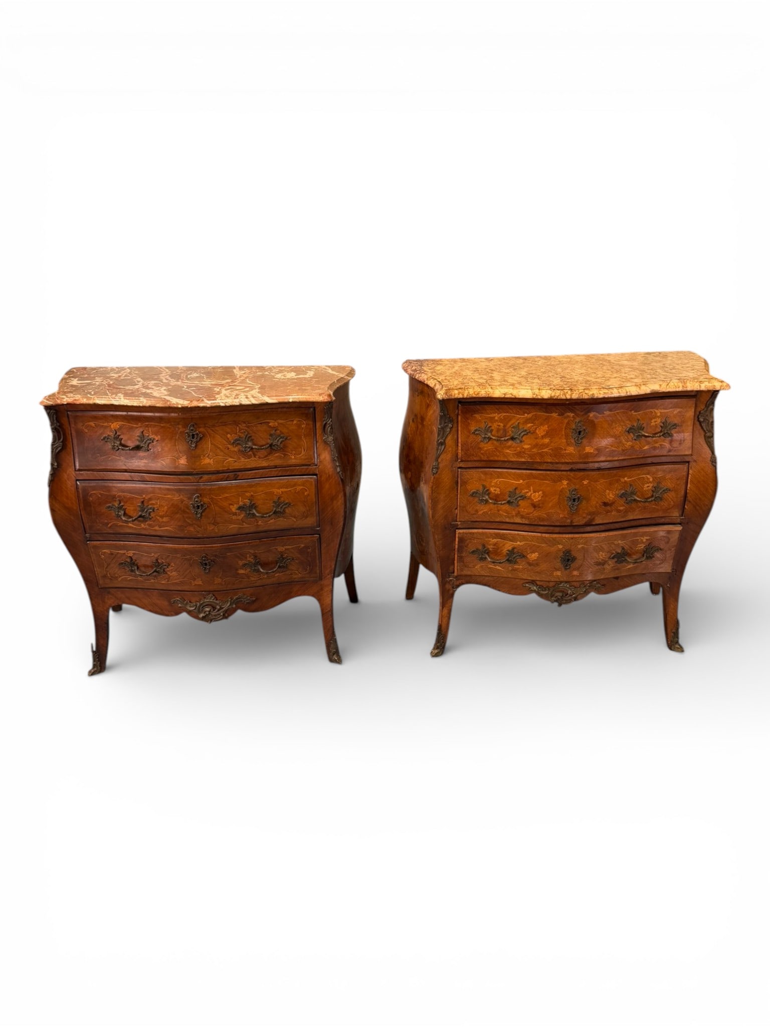 Pair of French Louis XV Style Marble-Top Commodes (1 of 4)