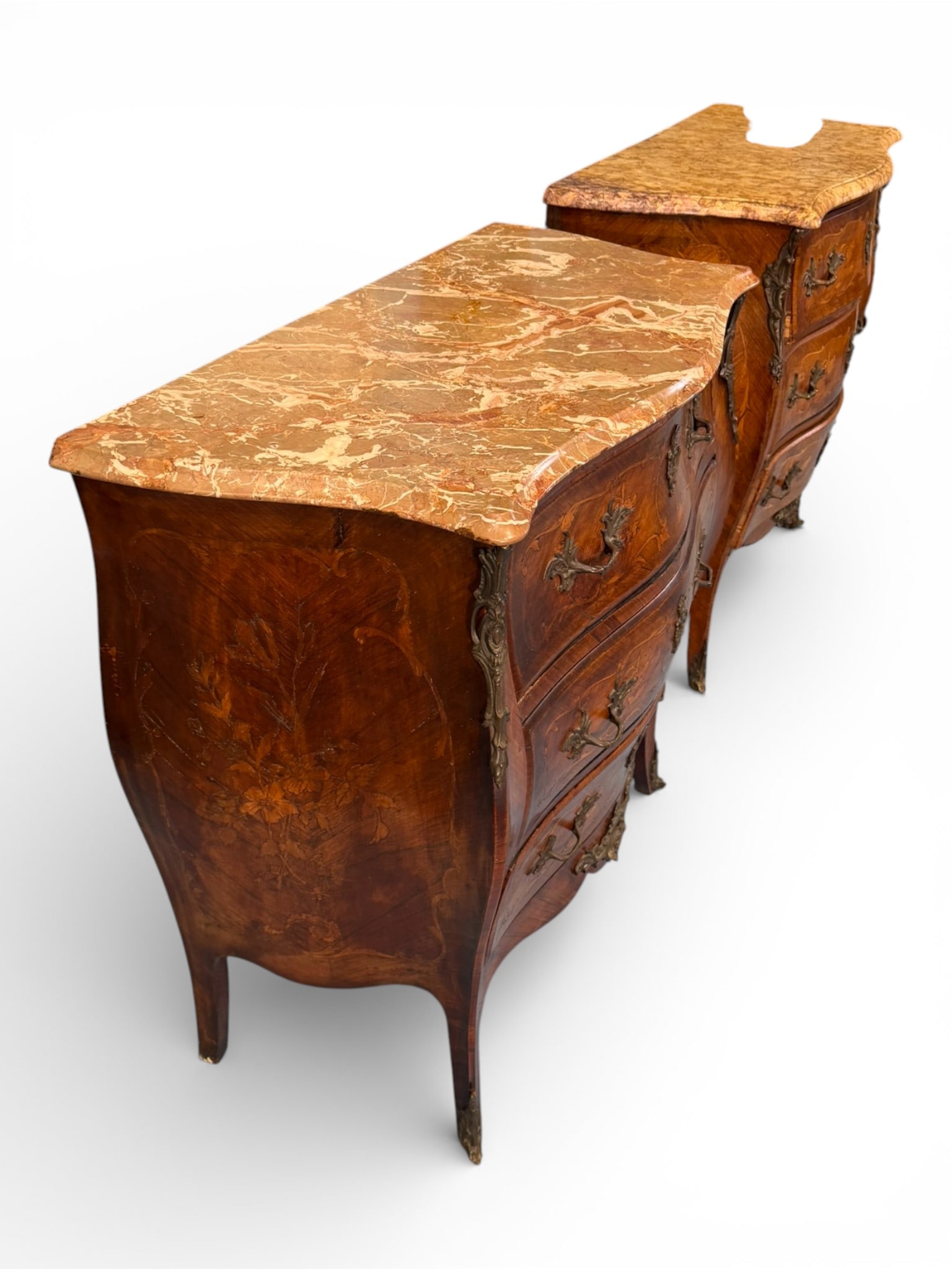 Pair of French Louis XV Style Marble-Top Commodes - 2