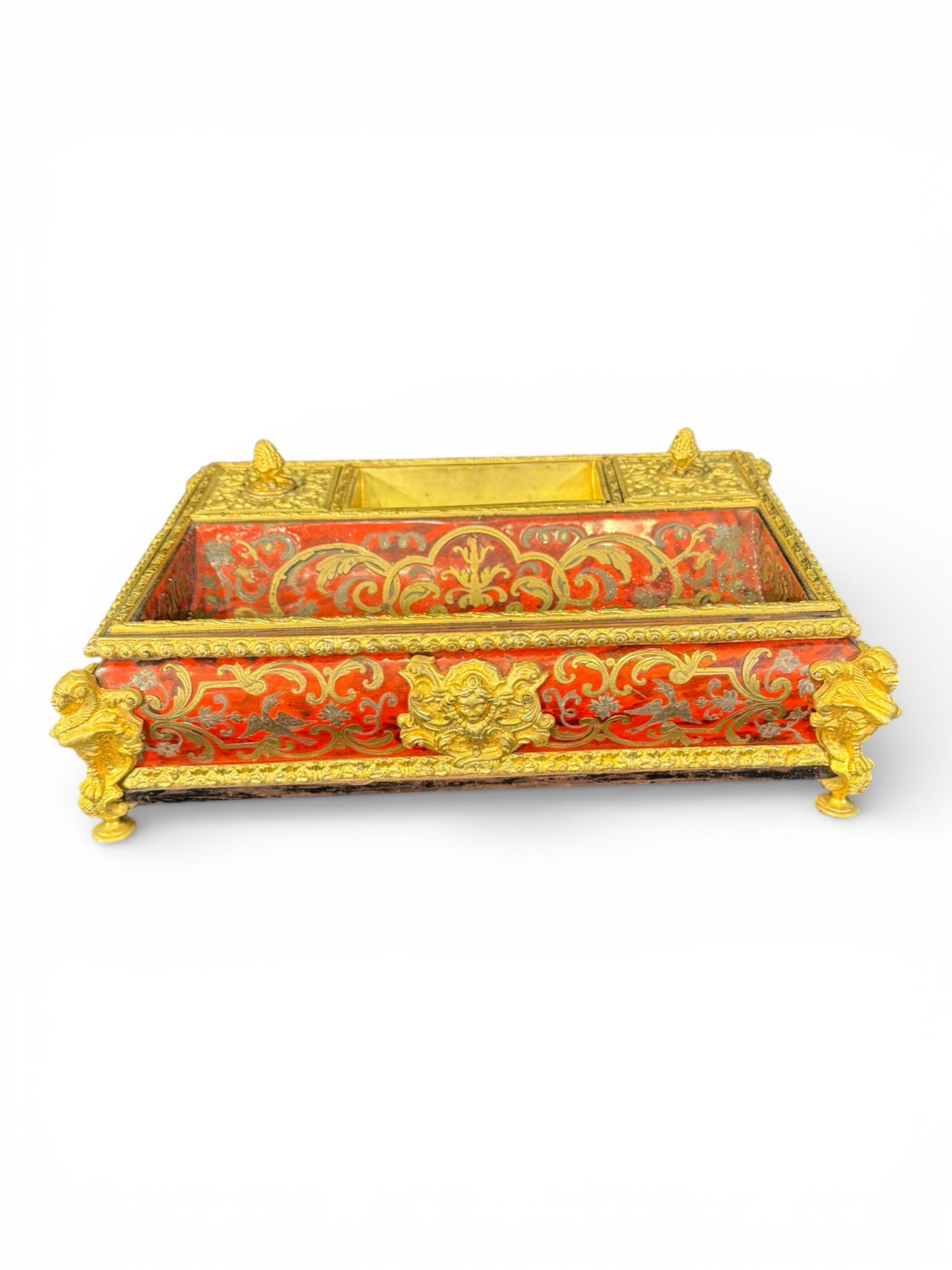 French Boulle Style Desk Set with Inkwells and Gilt Bronze Mounts (1 of 7)