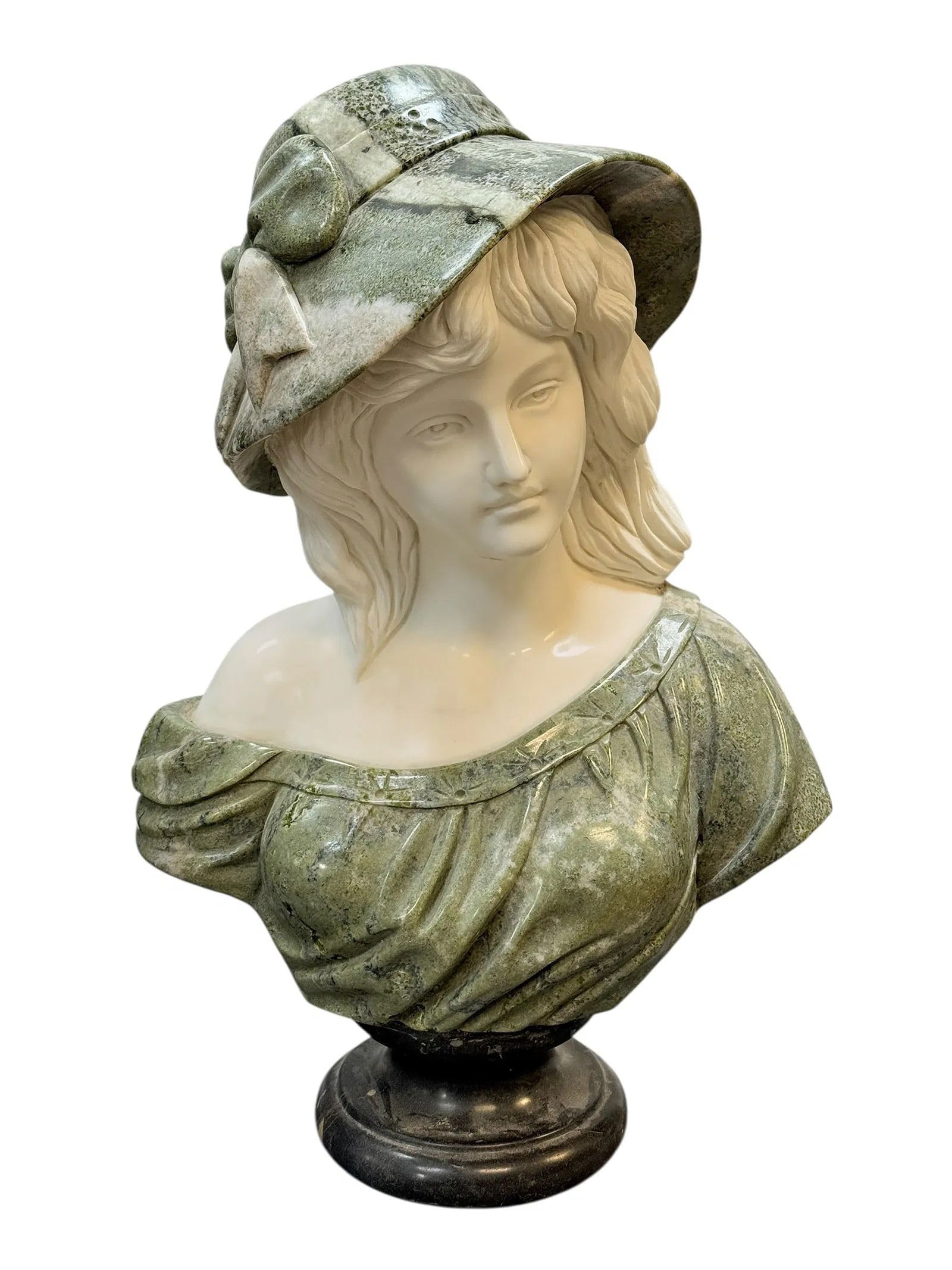 Italian Two-Tone Marble Bust of a Young Woman, Mid-20th Century (1 of 5)