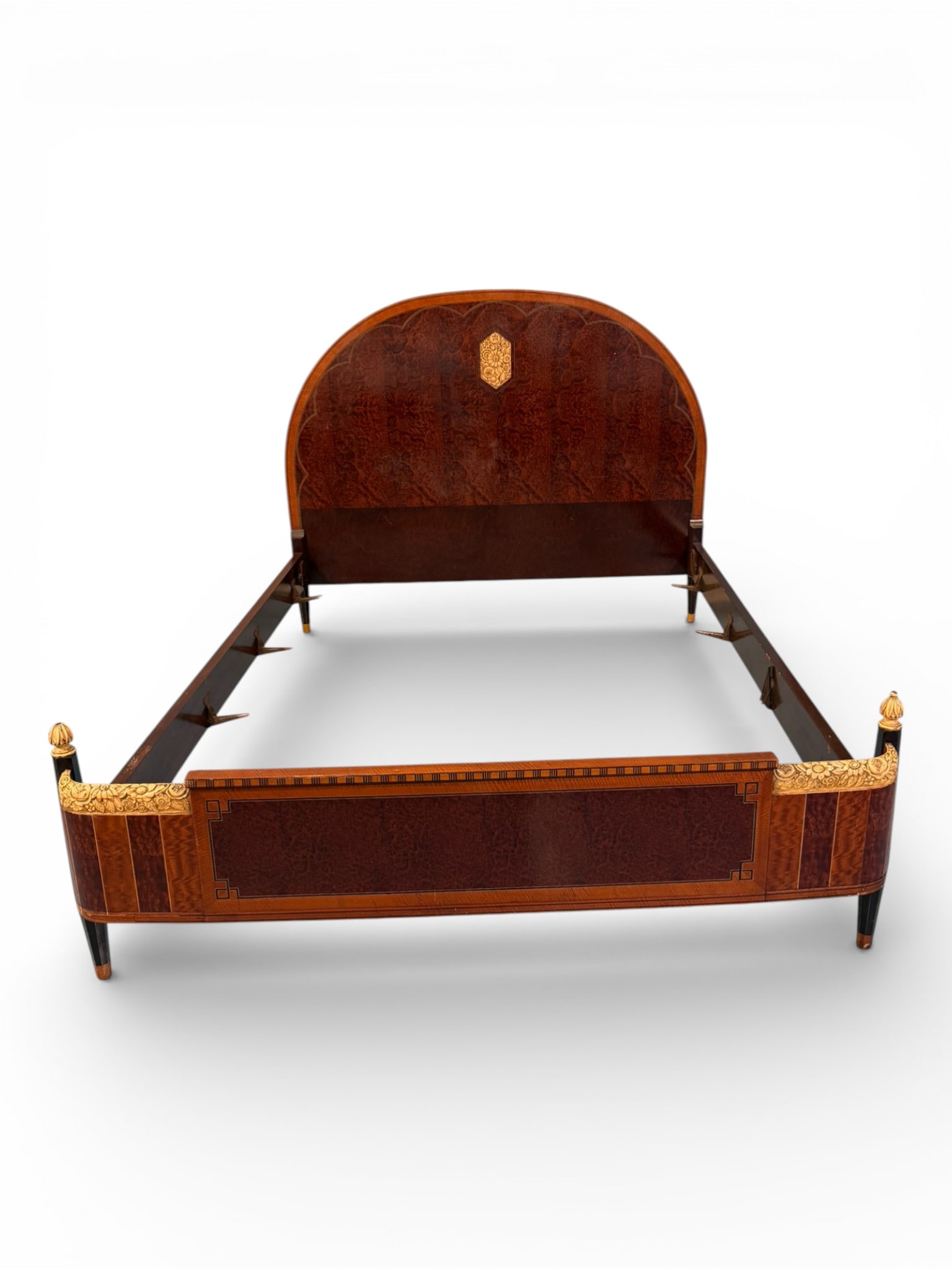Royal Furniture Co. Art Deco Burl Walnut Full Size Bed (1 of 6)