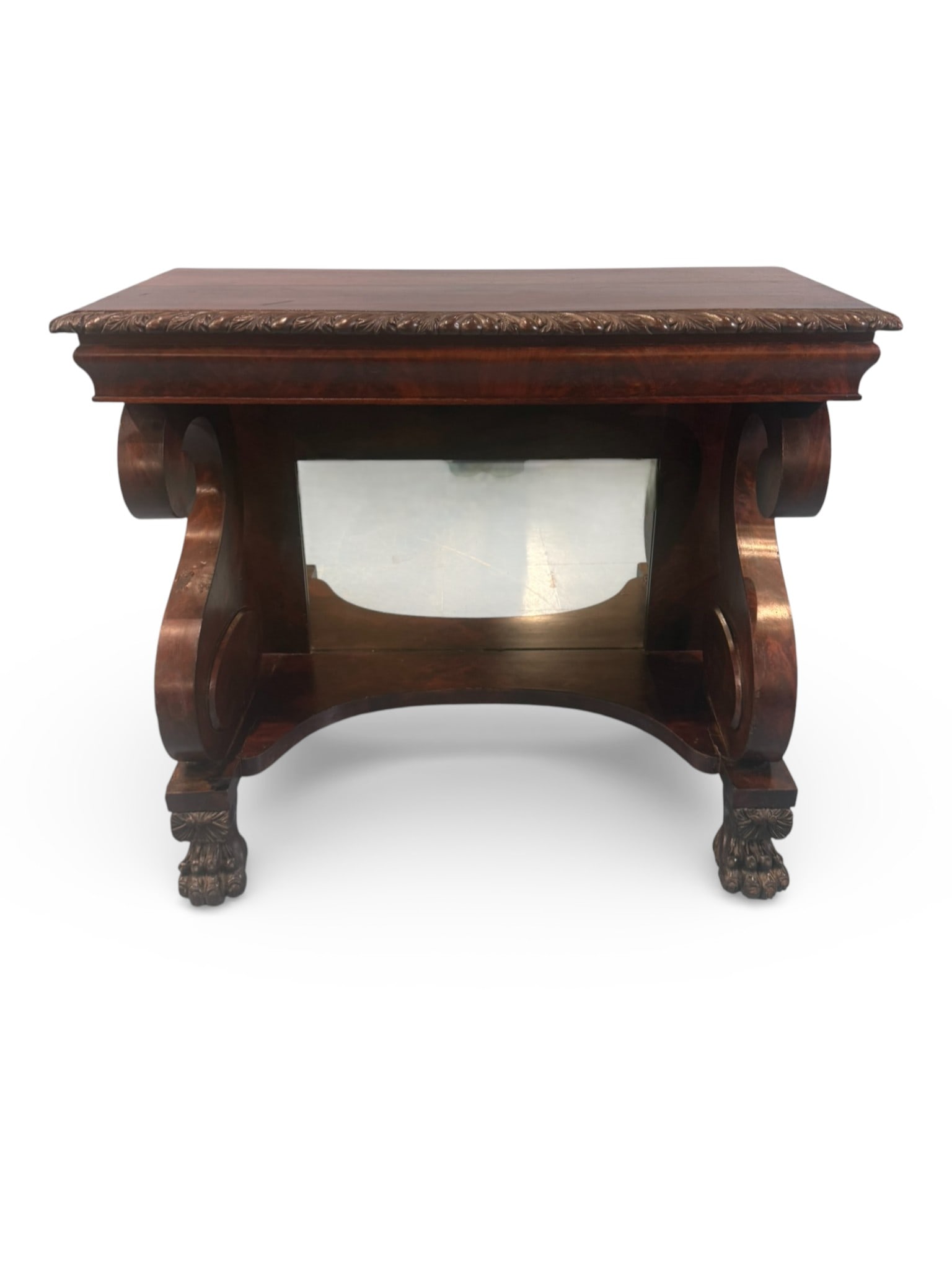 Flame Mahogany Classical Pier Table, Pennsylvania School, likely Quervelle Tradition, mid-19th (1 of 4)