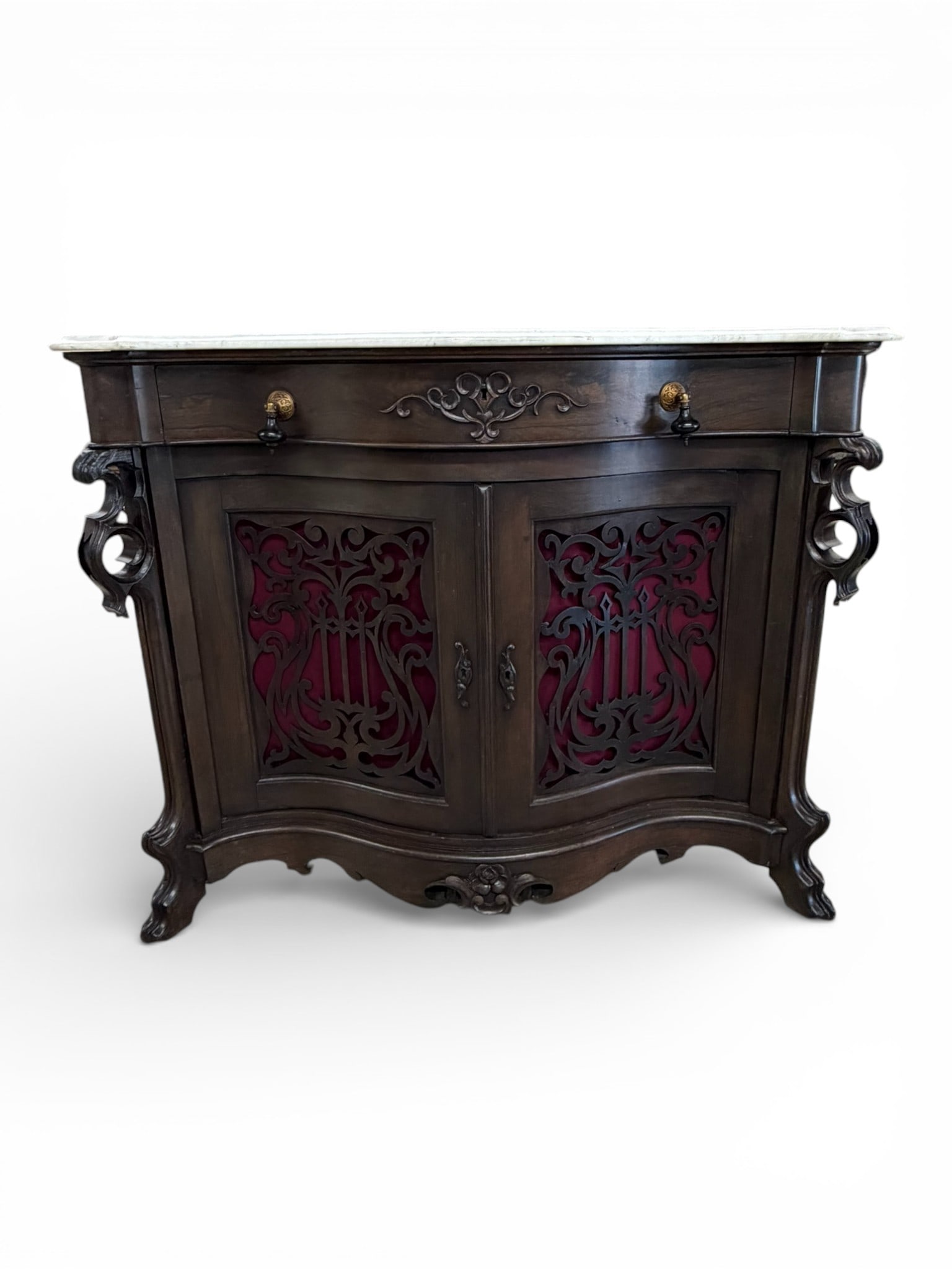 Victorian Rosewood Credenza with Marble Top, 19th Century (1 of 9)
