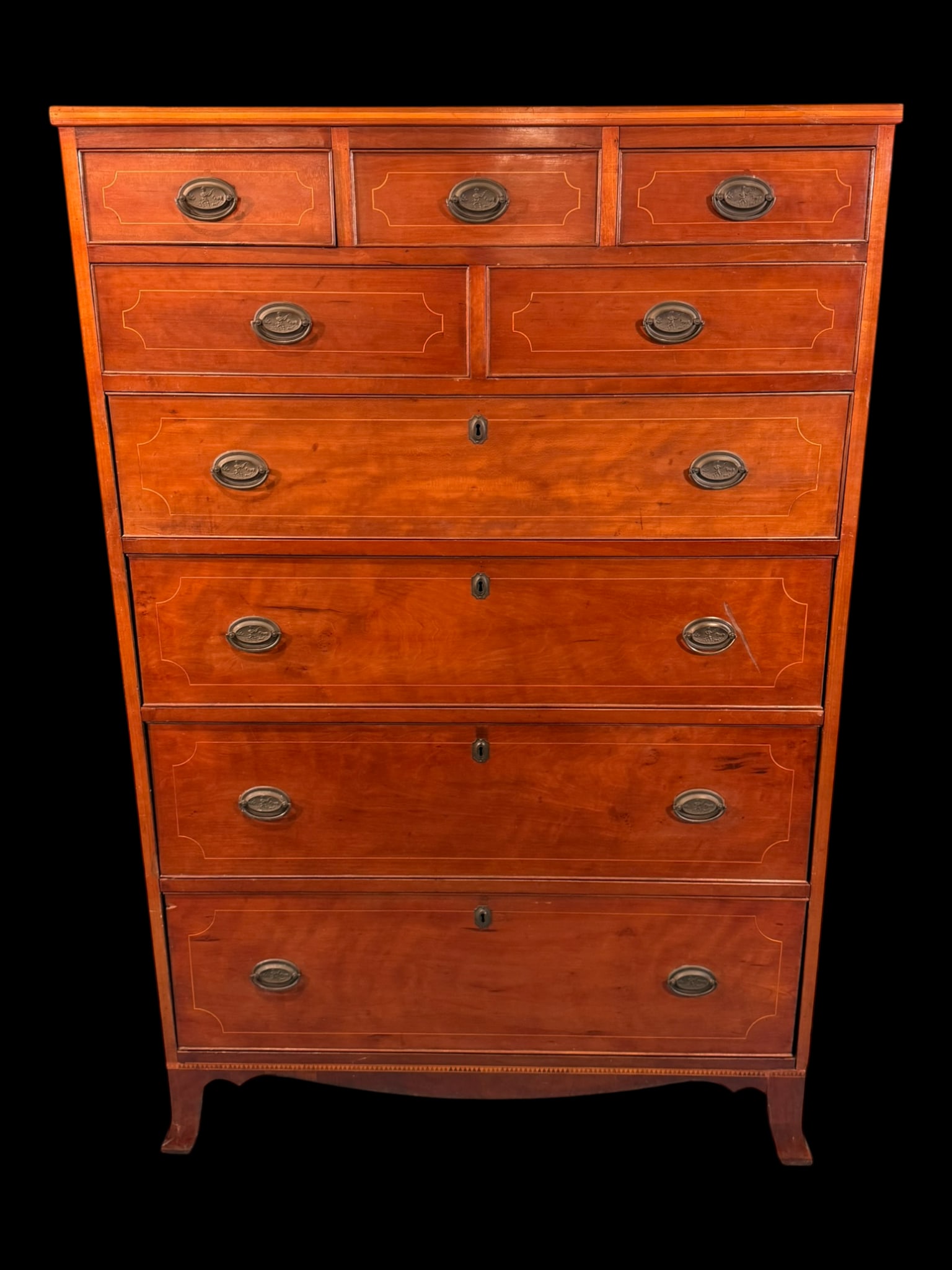 Early 19th Century Federal Kentucky Cherry Inlaid Chest of Drawers (1 of 7)
