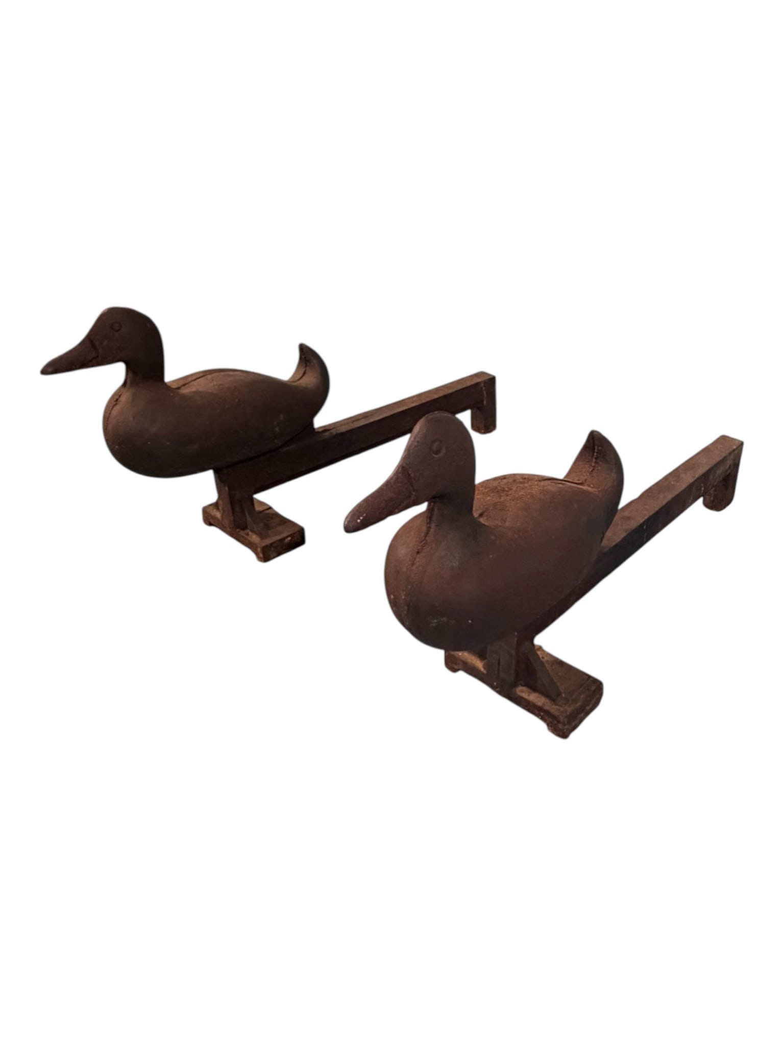 Pair of Cast Iron Duck-Form Andirons, Memphis Machine Works (1 of 3)