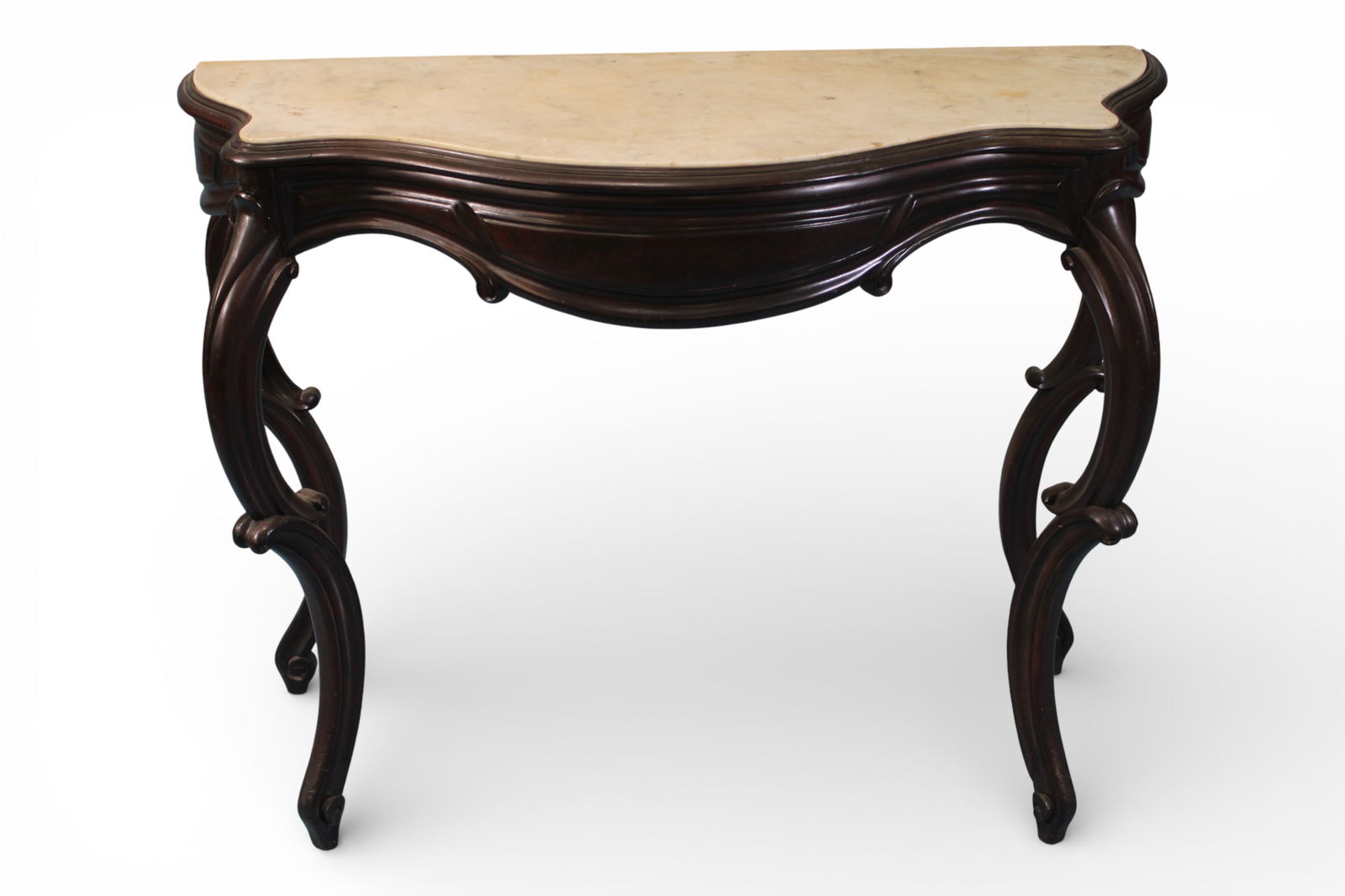 Victorian Walnut Console Table with Marble Top (1 of 4)