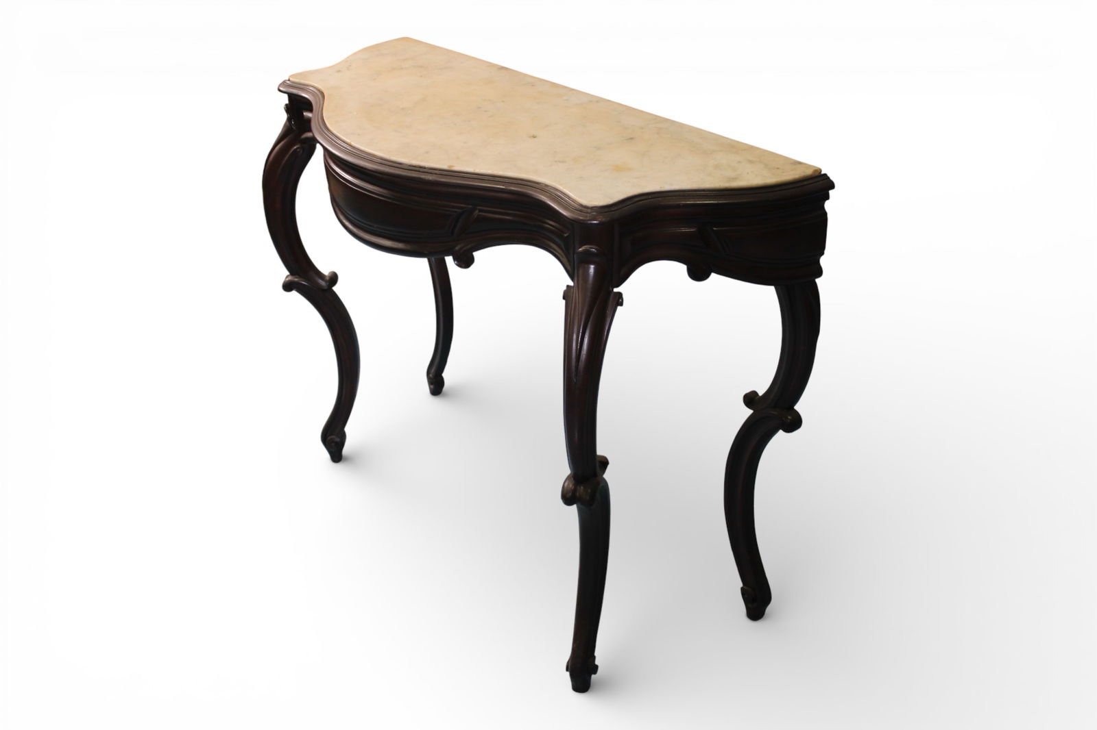 Victorian Walnut Console Table with Marble Top - 3