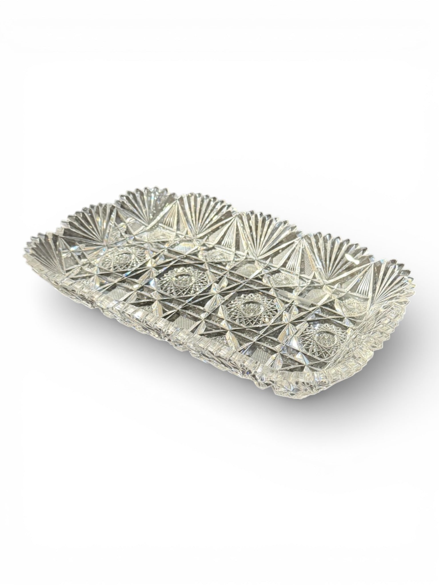 American Brilliant Cut Glass Rectangular Serving Tray - 3