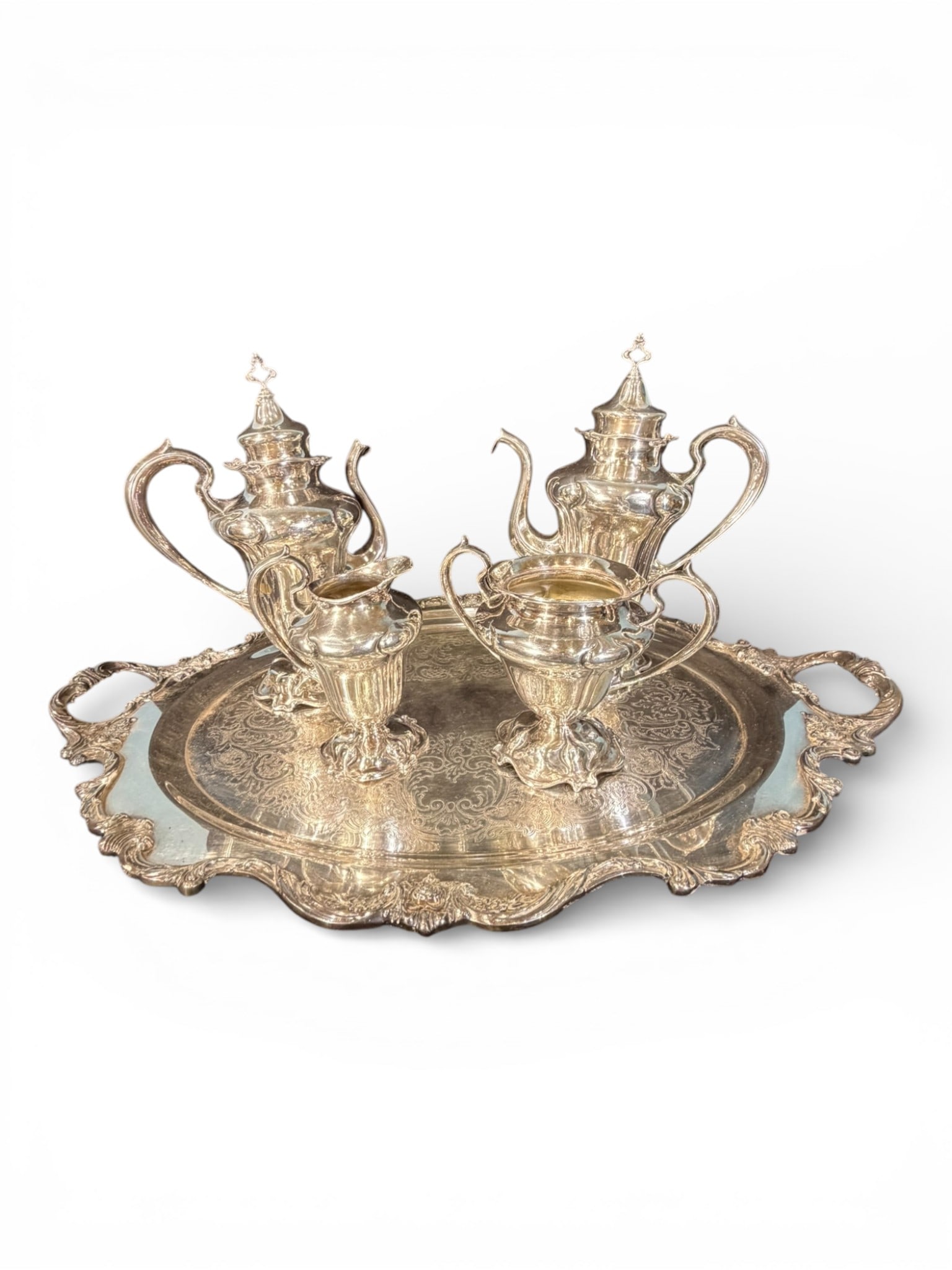 Five-Piece Silverplate Tea and Coffee Service with Large Serving Tray (1 of 4)