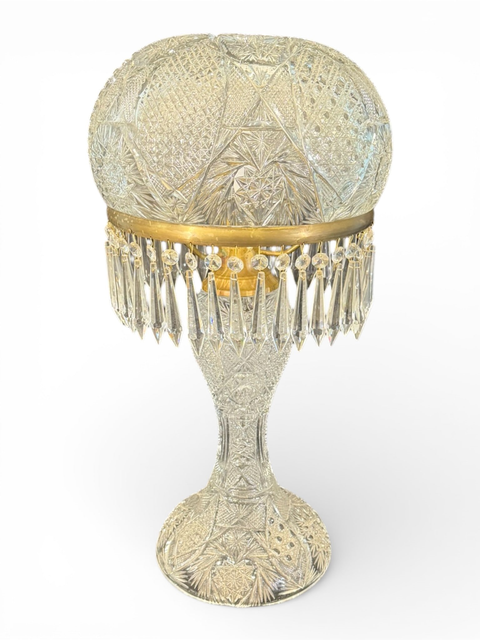 Cut Glass Table Lamp with Prisms, Late 19th / Early 20th Century (1 of 4)