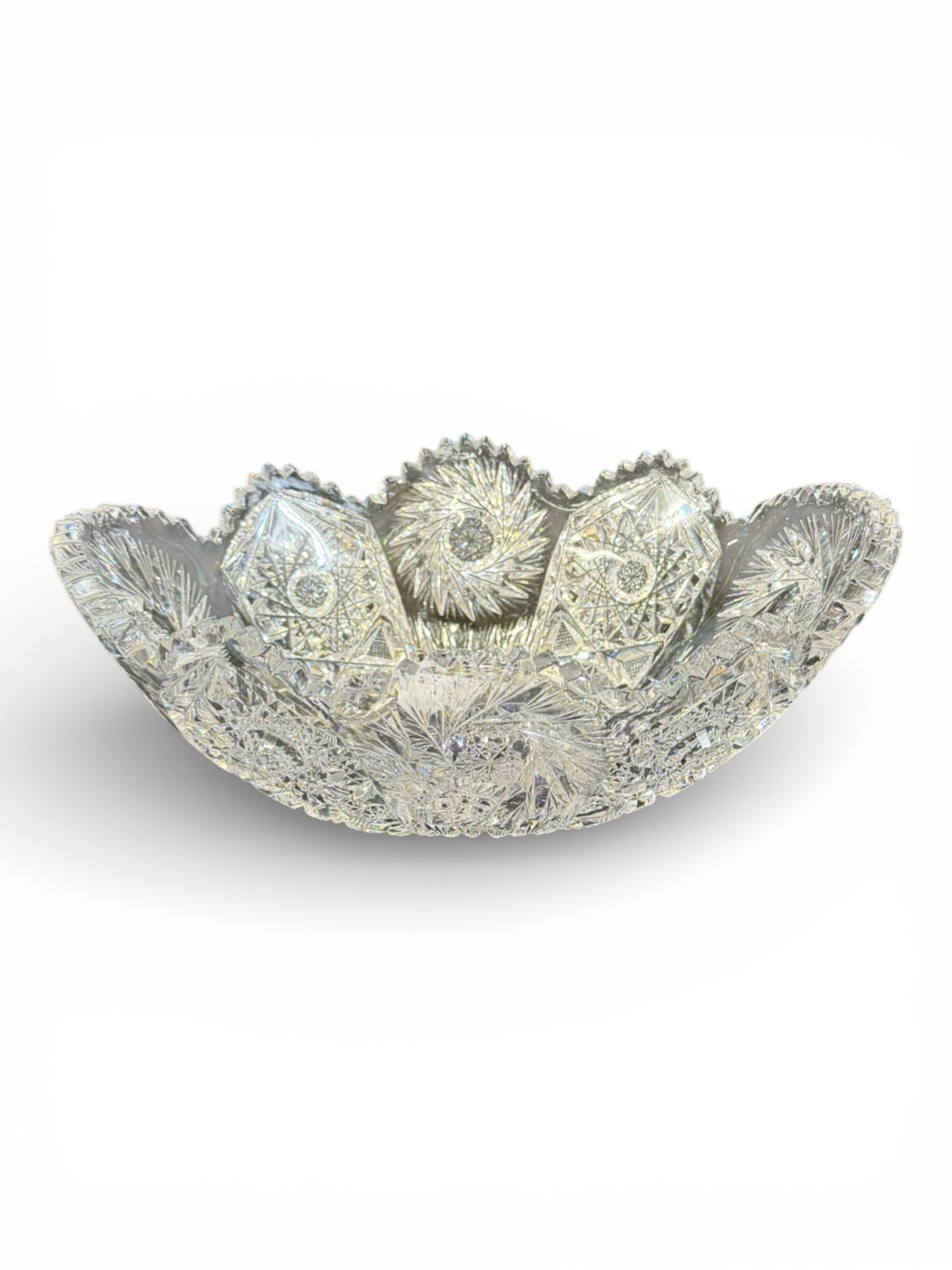 American Brilliant Period Cut Glass Banana Bowl (1 of 5)