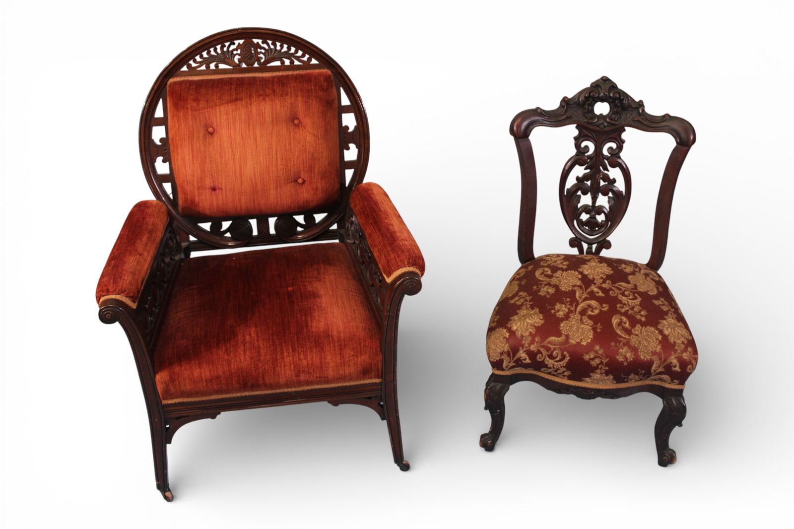 Two Victorian Chairs: R.J. Horner Style Armchair and Eastlake Side Chair (1 of 6)