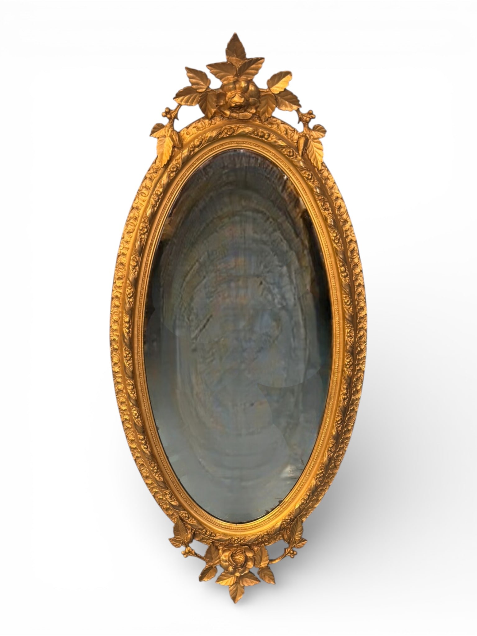 French Giltwood Oval Wall Mirror, ca. 19th Century (1 of 4)