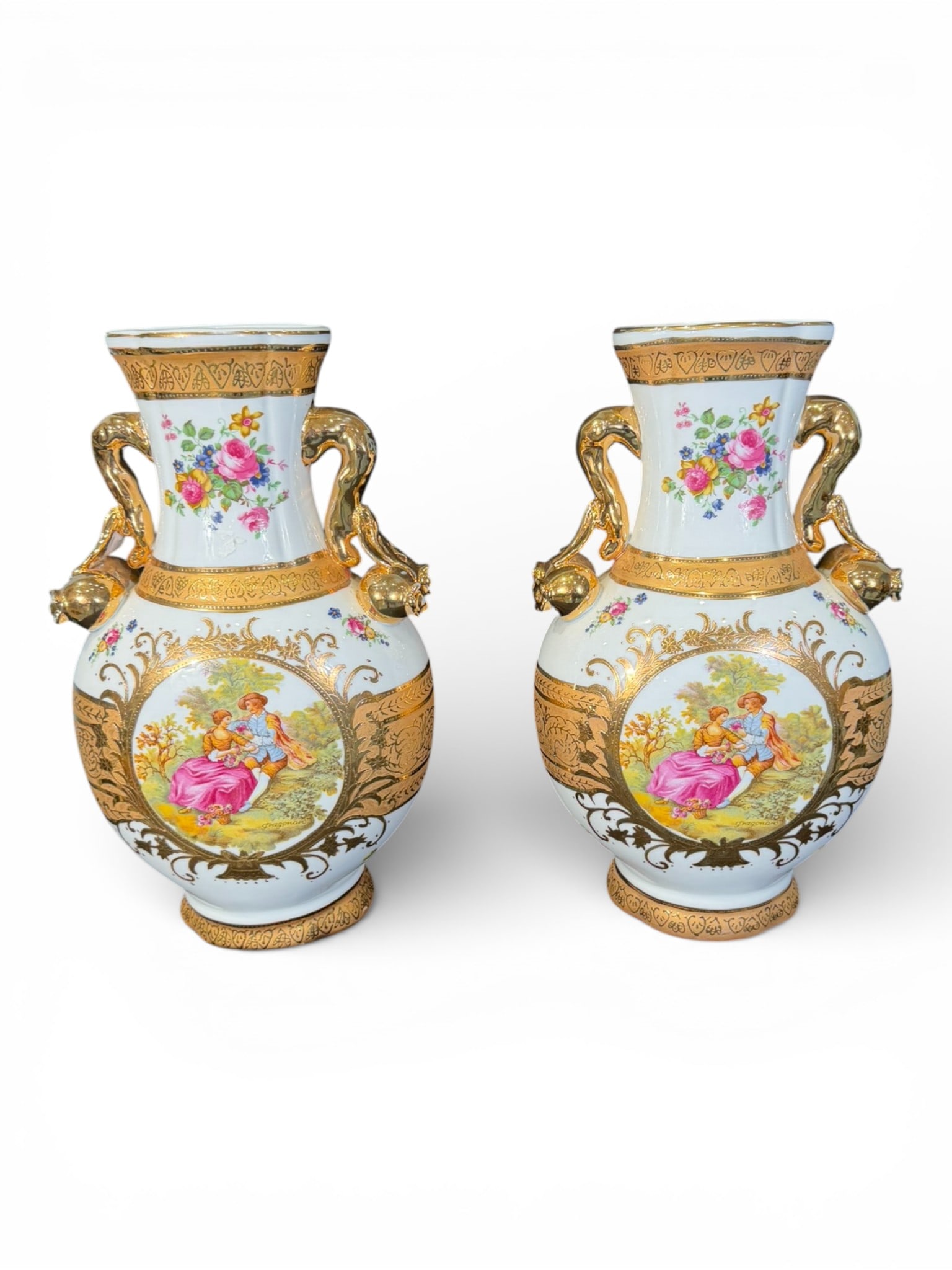 Pair of Paris Porcelain Gilt and Figural Vases (1 of 4)