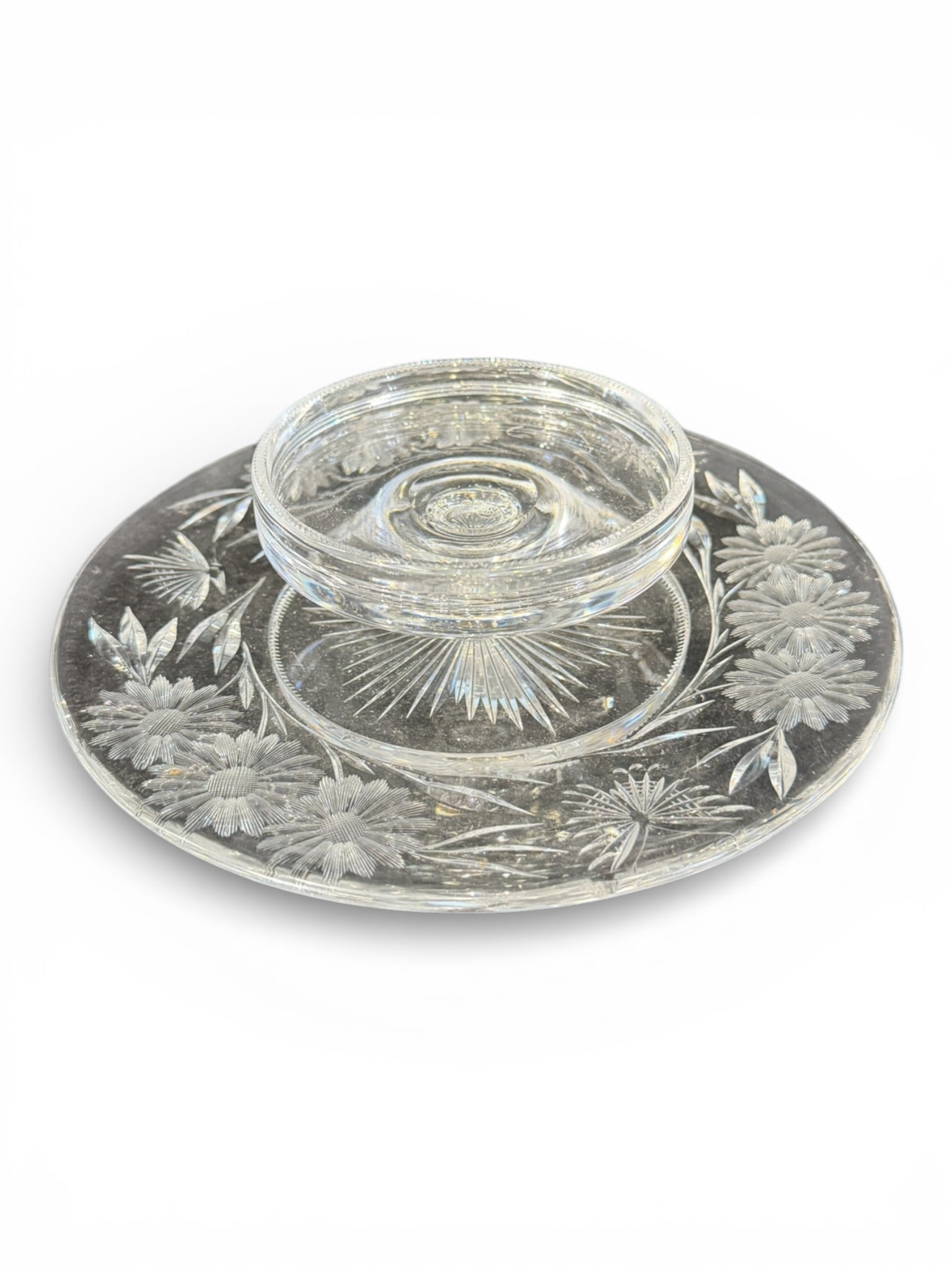 Etched Crystal Candle Stand or Centerpiece Plate (1 of 4)