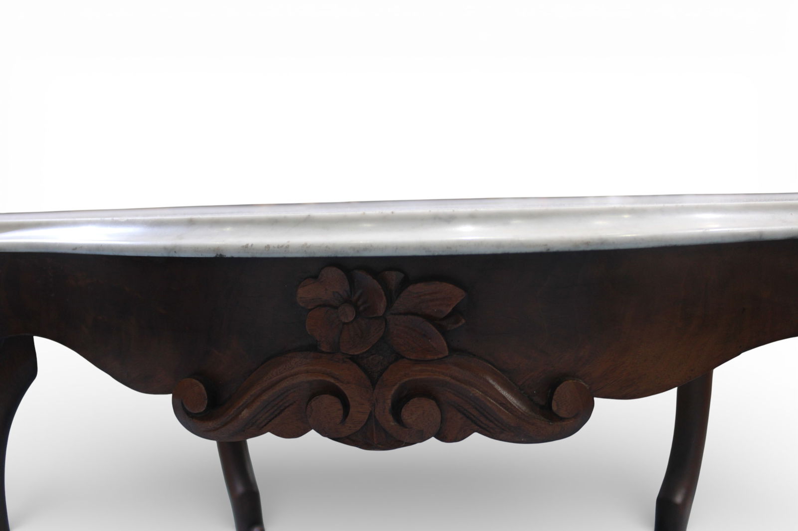 Victorian Walnut Marble-Top Turtle-Form Parlor Table - 5