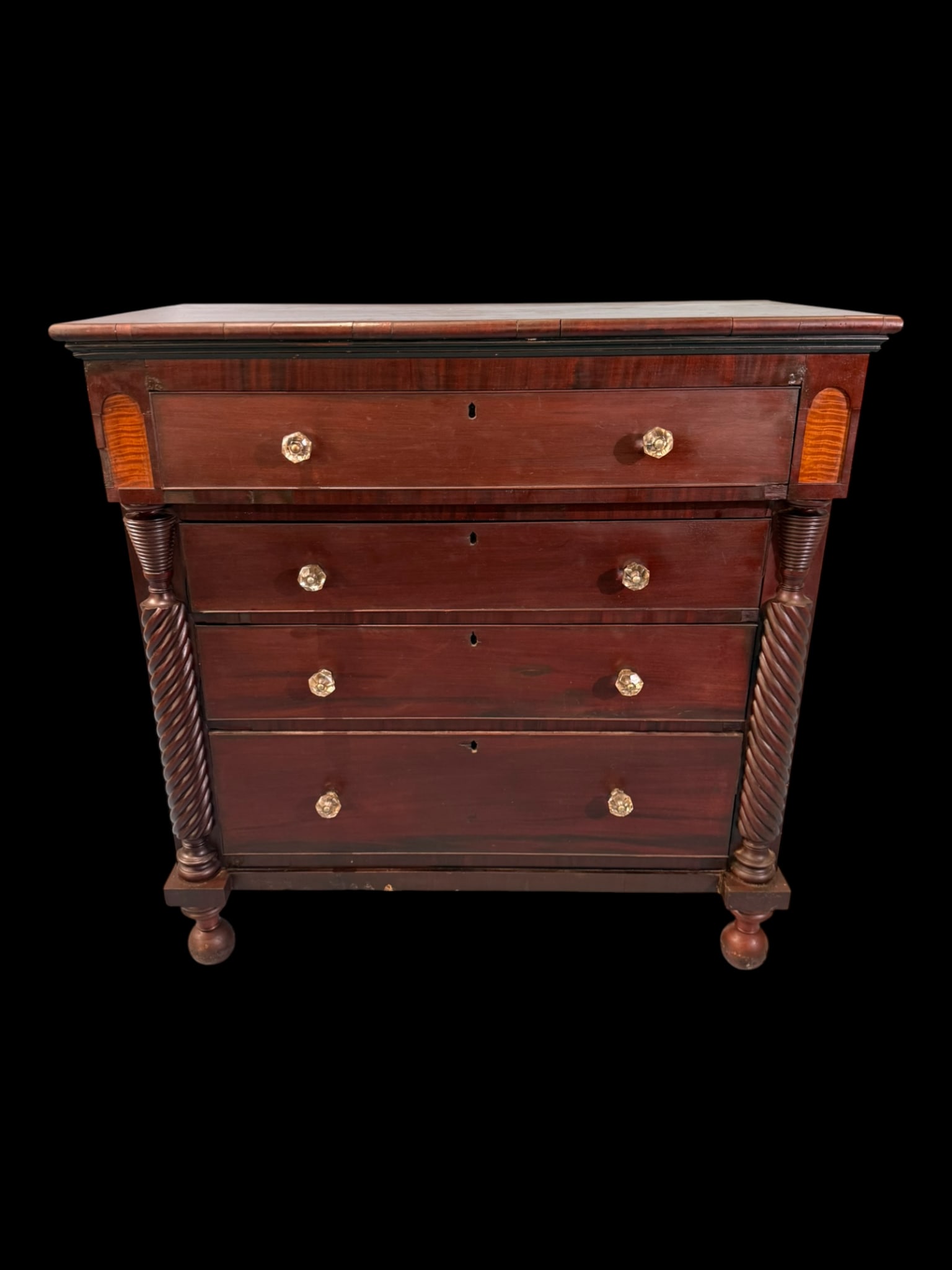 American Empire Mahogany Chest of Drawers with Spiral Columns (1 of 5)