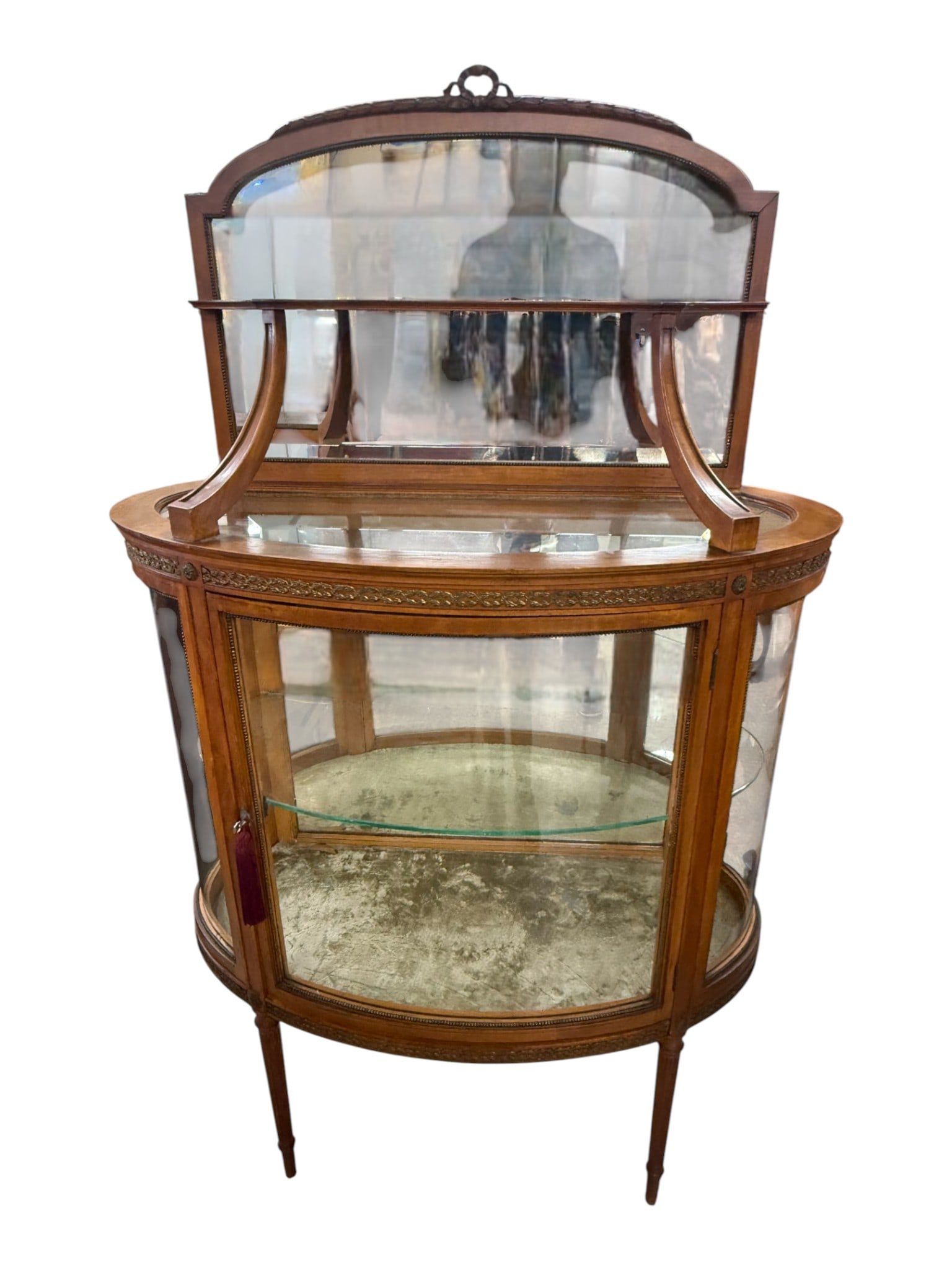 French Louis XVI Style Vitrine with Mirrored Superstructure, Early 20th Century (1 of 4)