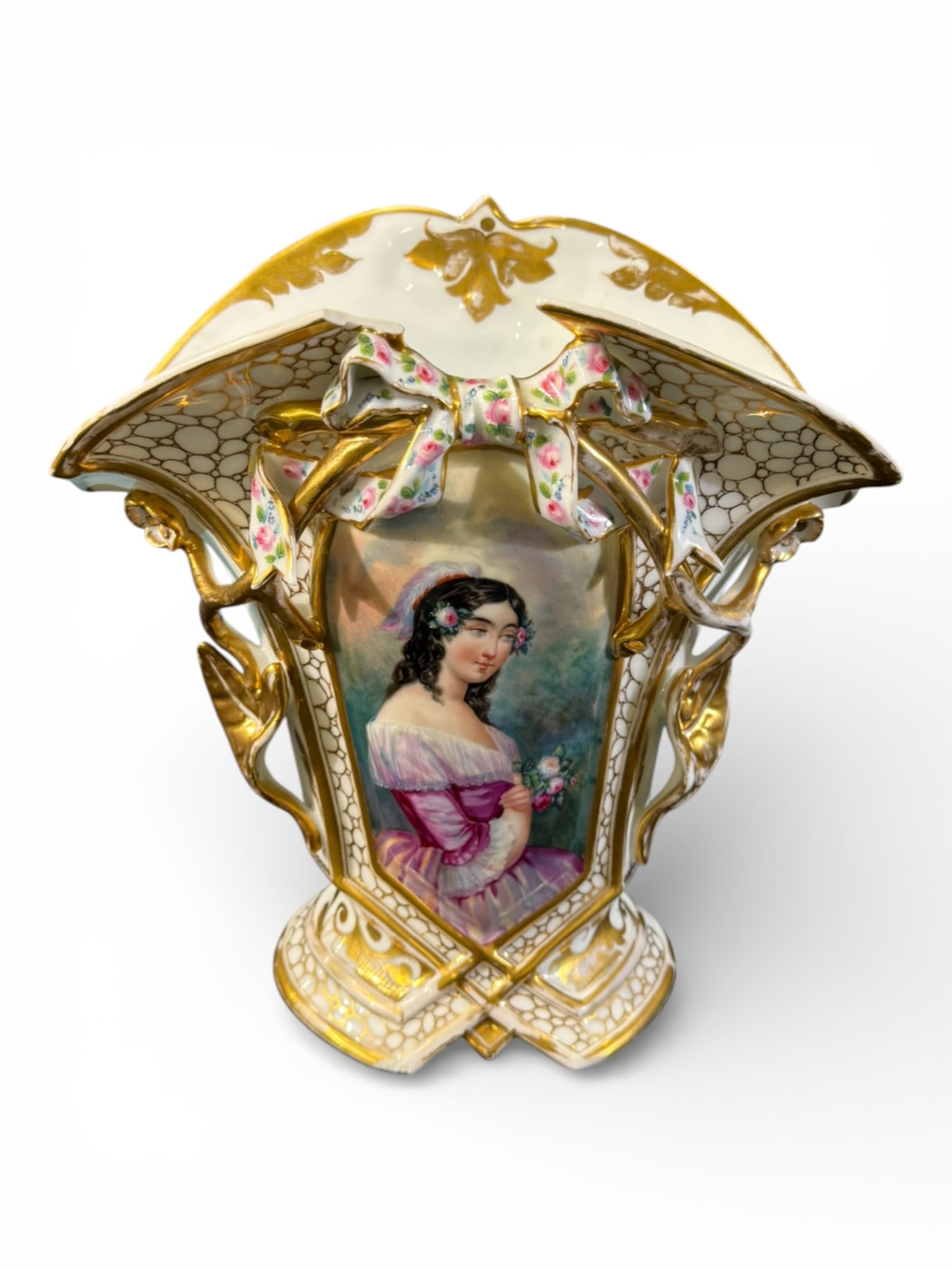Large Old Paris Porcelain Vase with Portrait Panel (1 of 3)