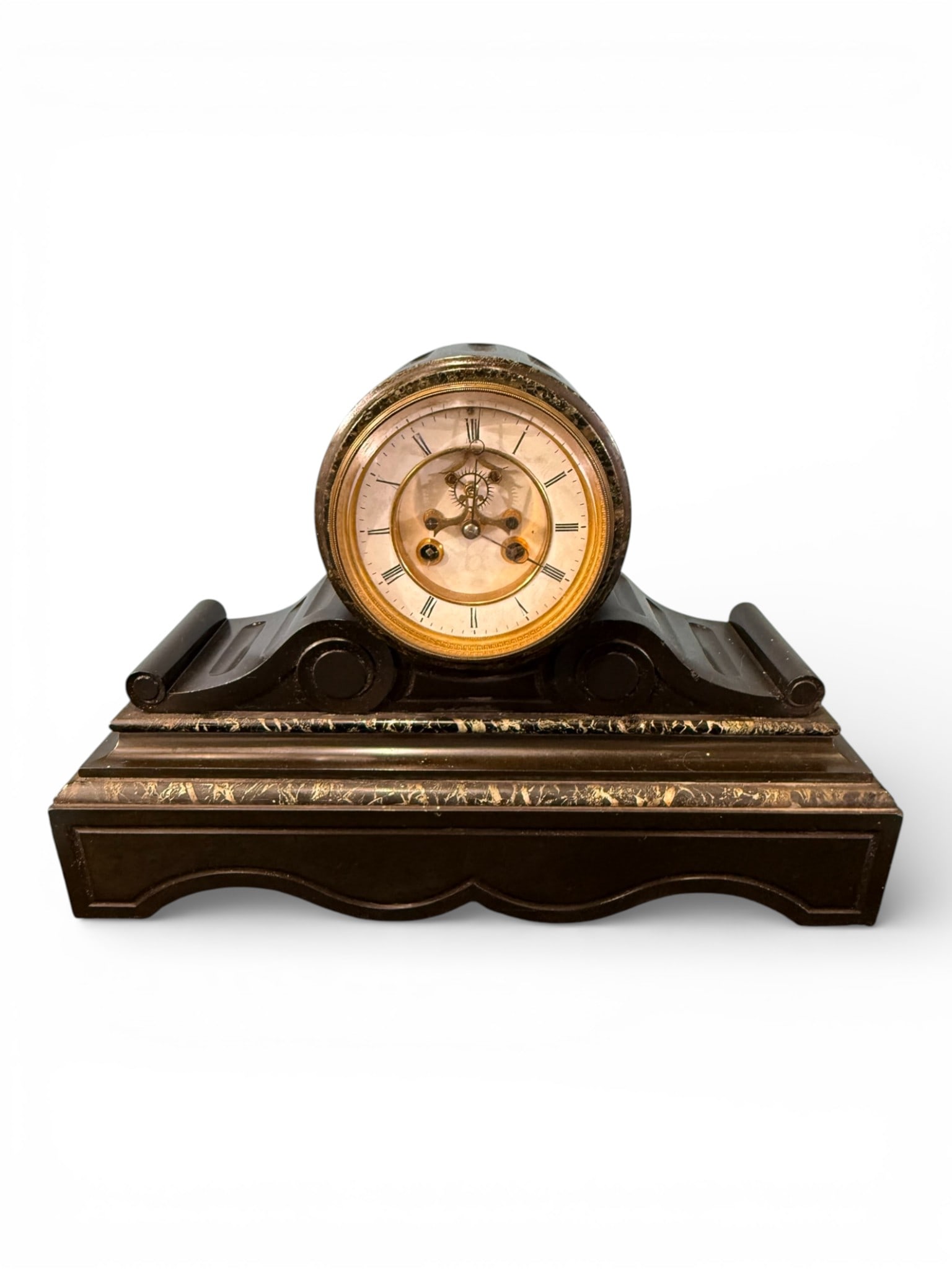 Marble and Slate Mantel Clock, Late 19th Century (1 of 4)