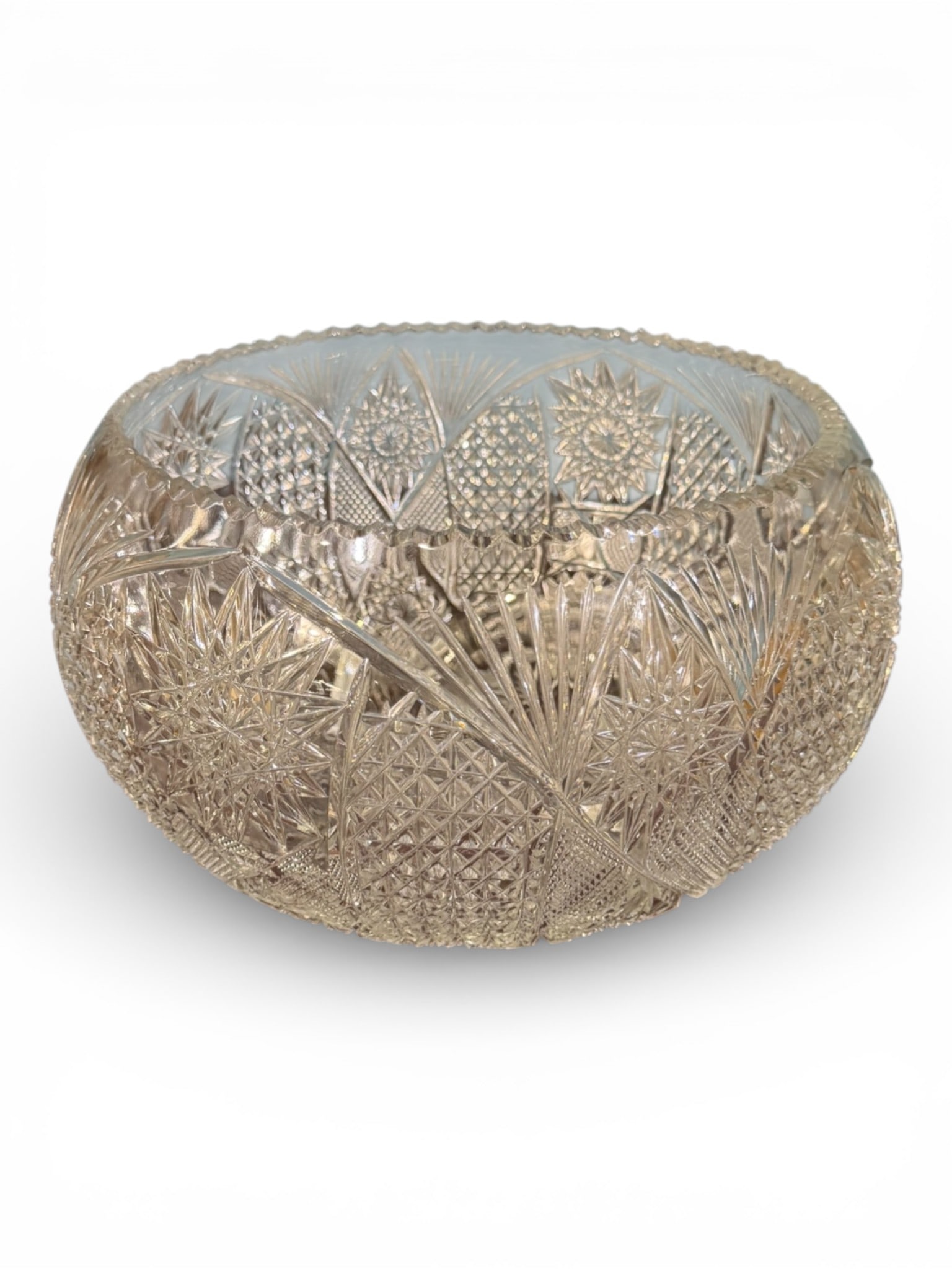 American Brilliant Cut Glass Starburst Bowl (1 of 4)