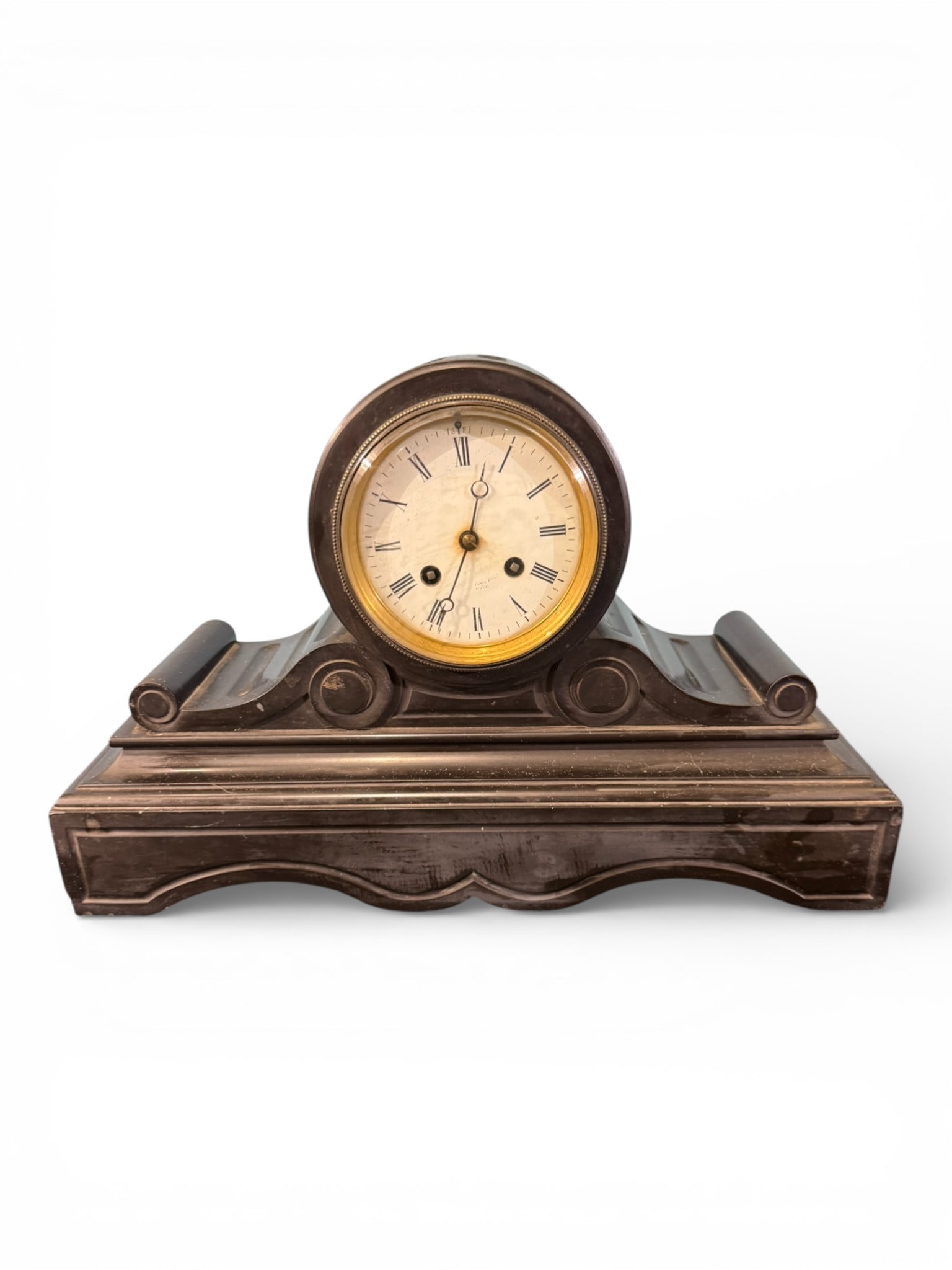 French Black Marble Mantel Clock, Late 19th Century (1 of 3)