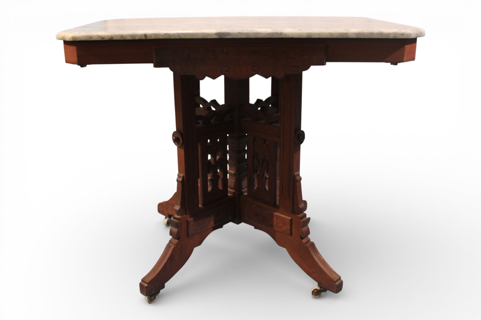 Walnut Eastlake Marble-Top Parlor Table — 19th Century (1 of 5)