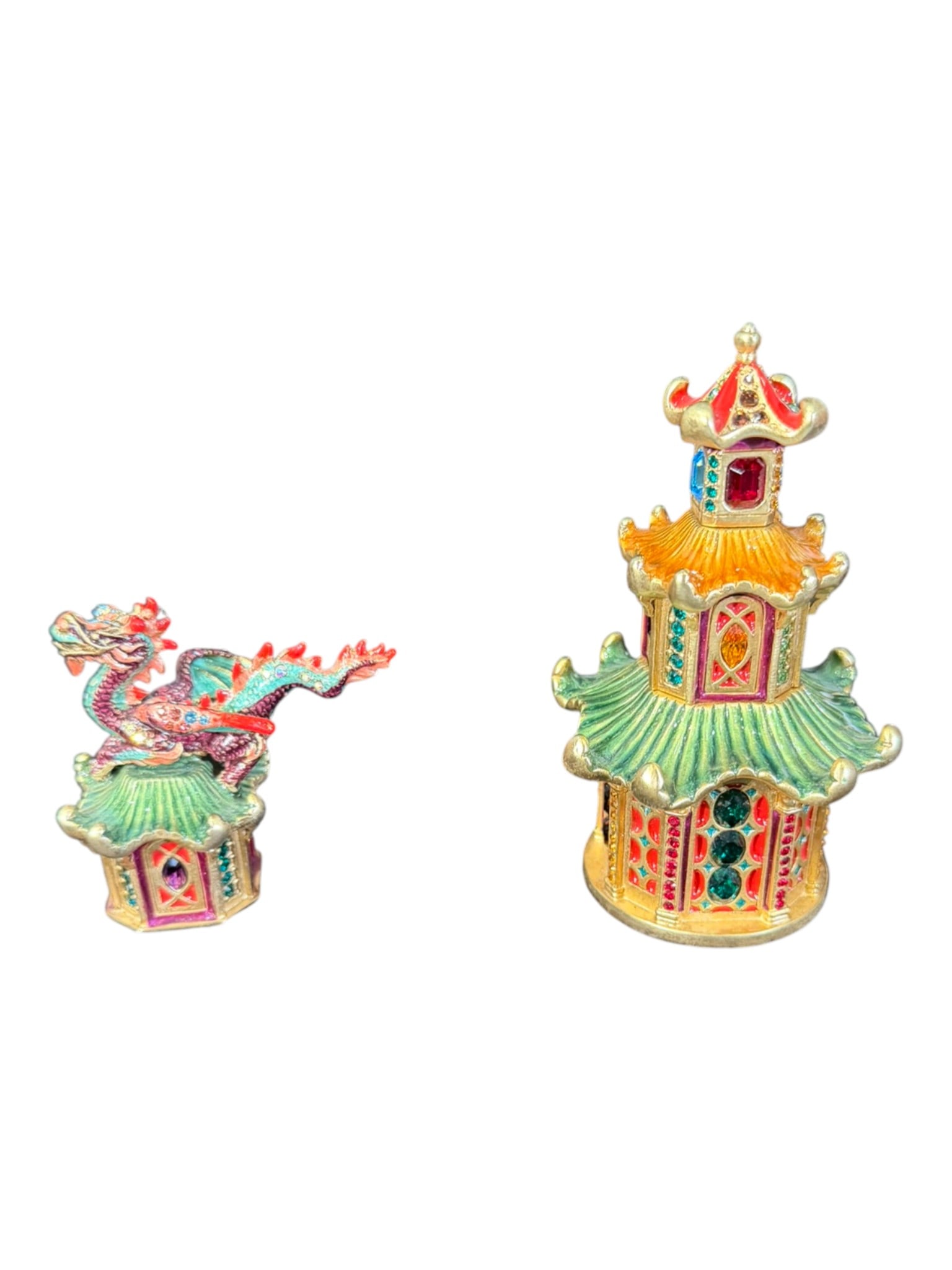 Jay Strongwater Jeweled Dragon Figurine (Two-Piece Lot, Boxed) (1 of 6)