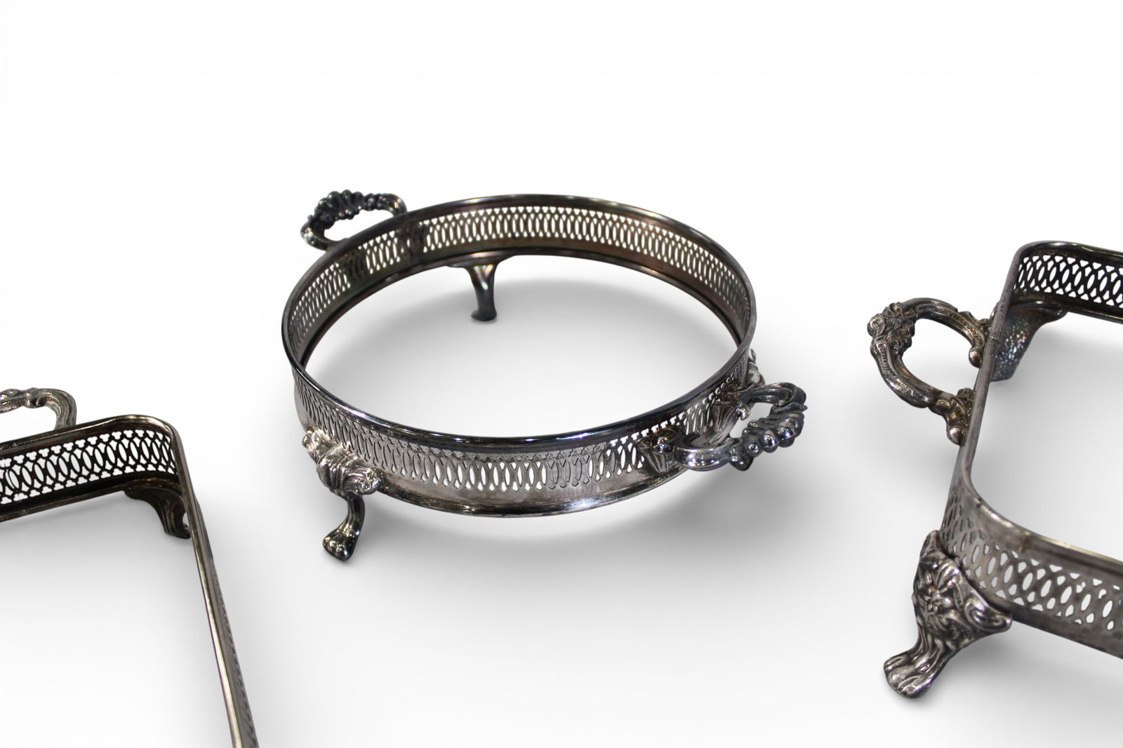 Five Silverplate Casserole or Serving Dish Frames - 4