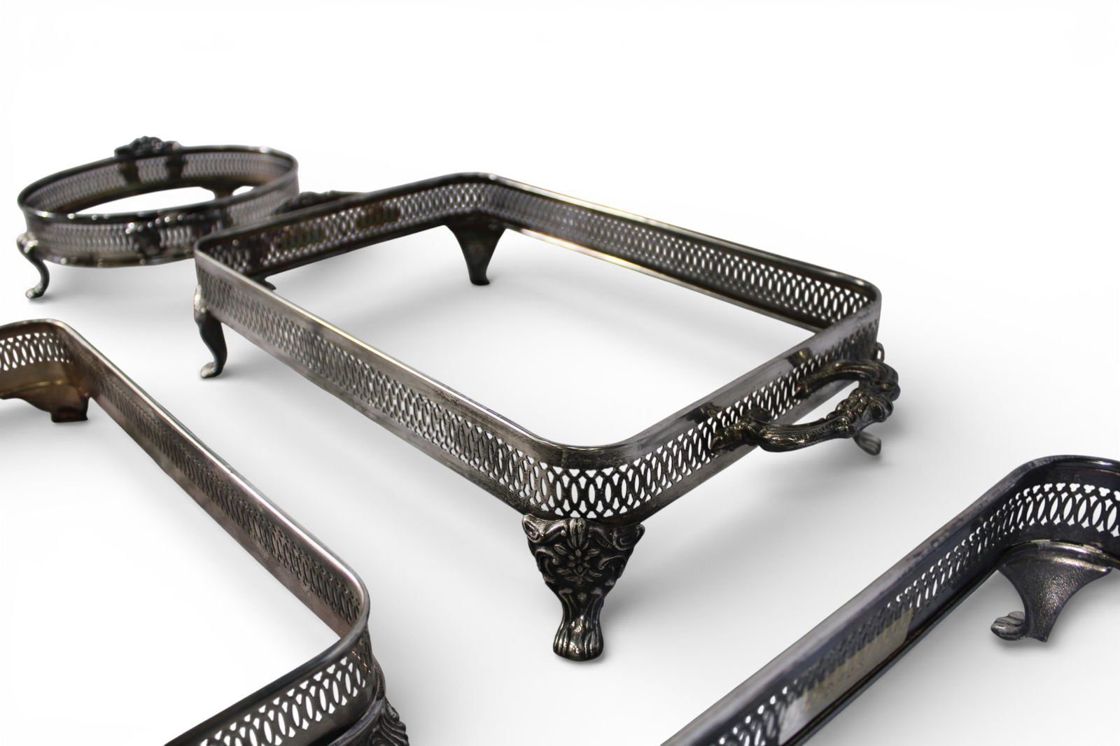 Five Silverplate Casserole or Serving Dish Frames - 7