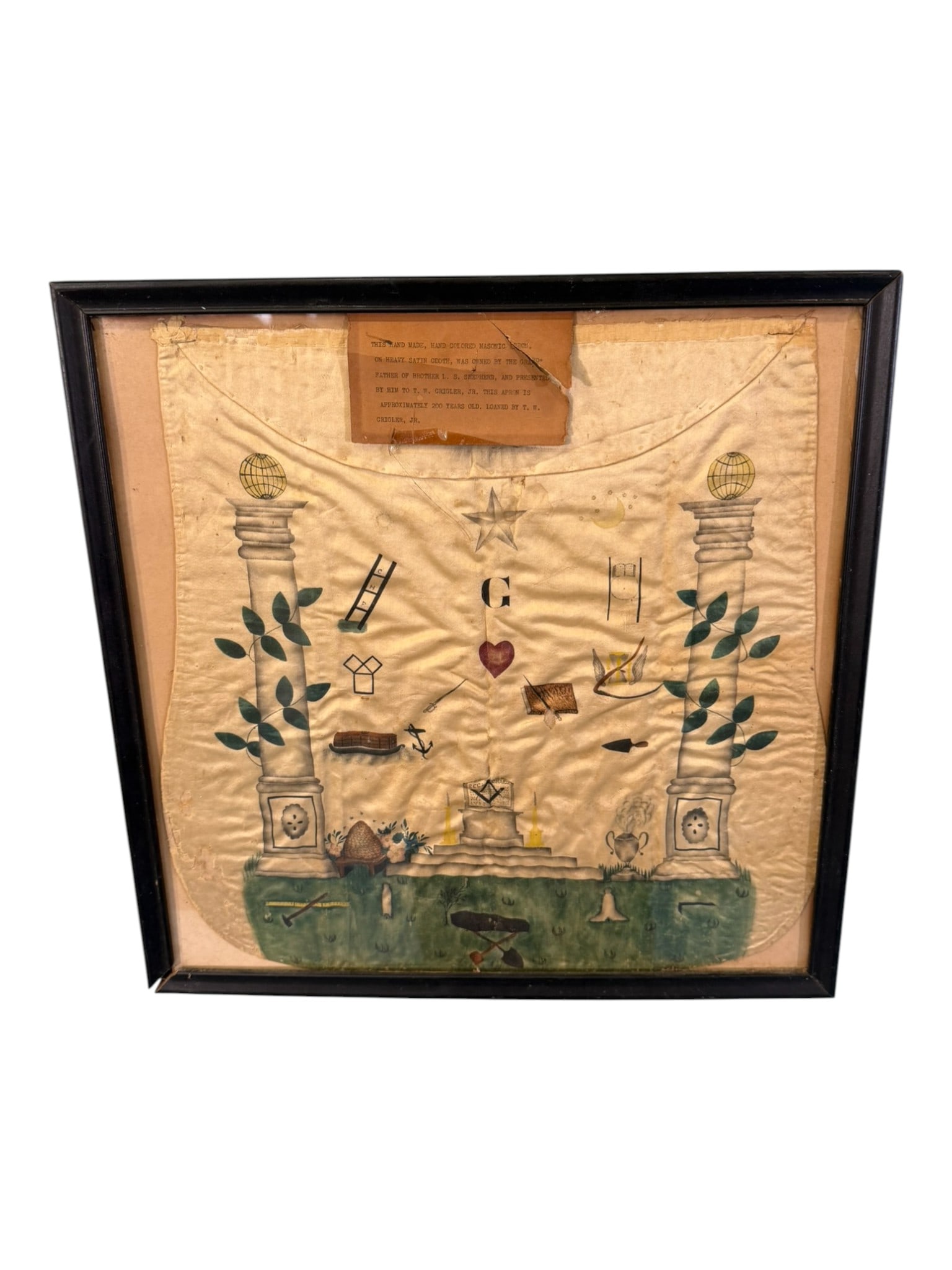 Hand-Painted Masonic Apron, Early 19th Century (1 of 2)