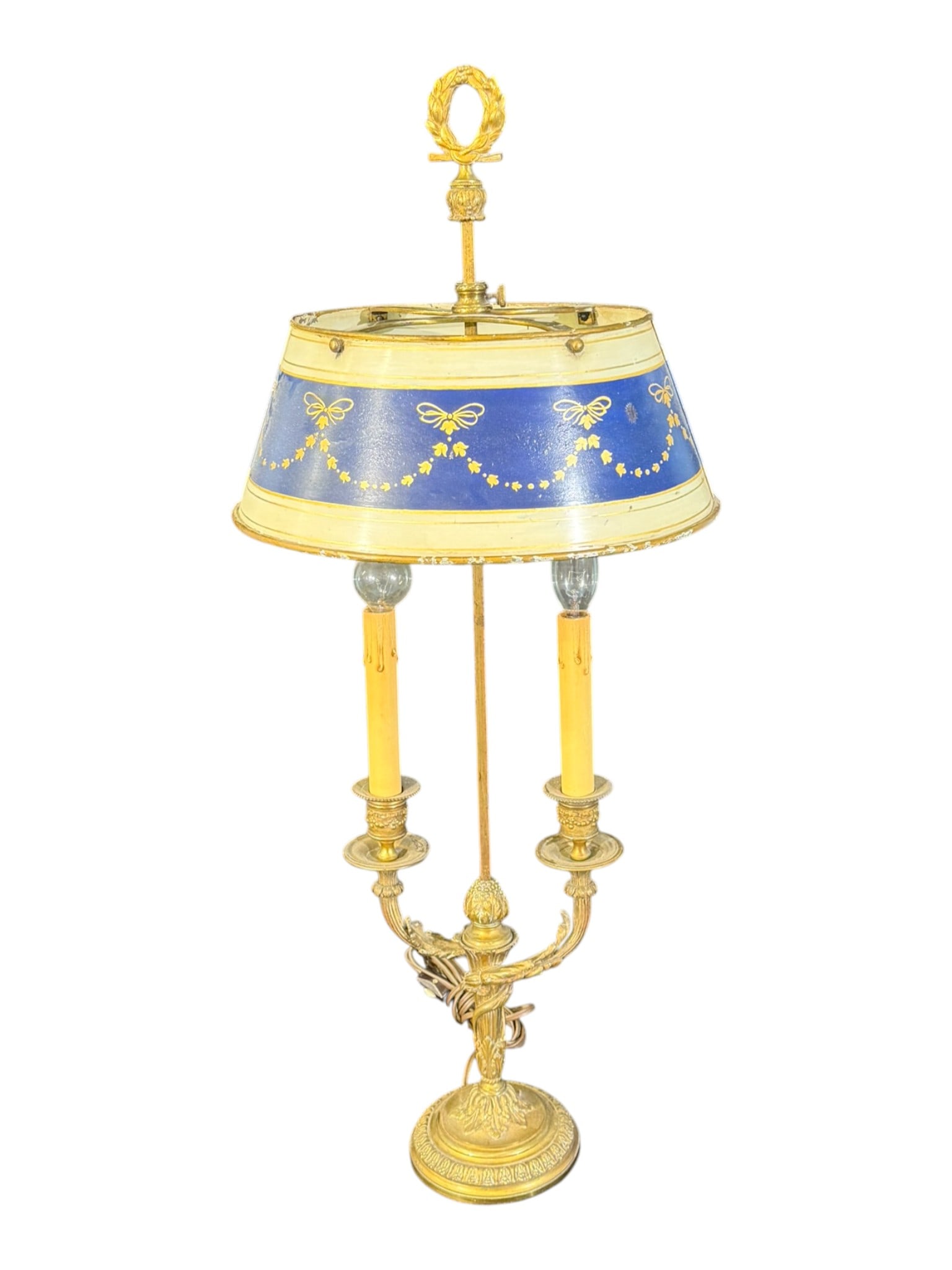French-Style Bouillotte Table Lamp with Tole Shade (1 of 2)