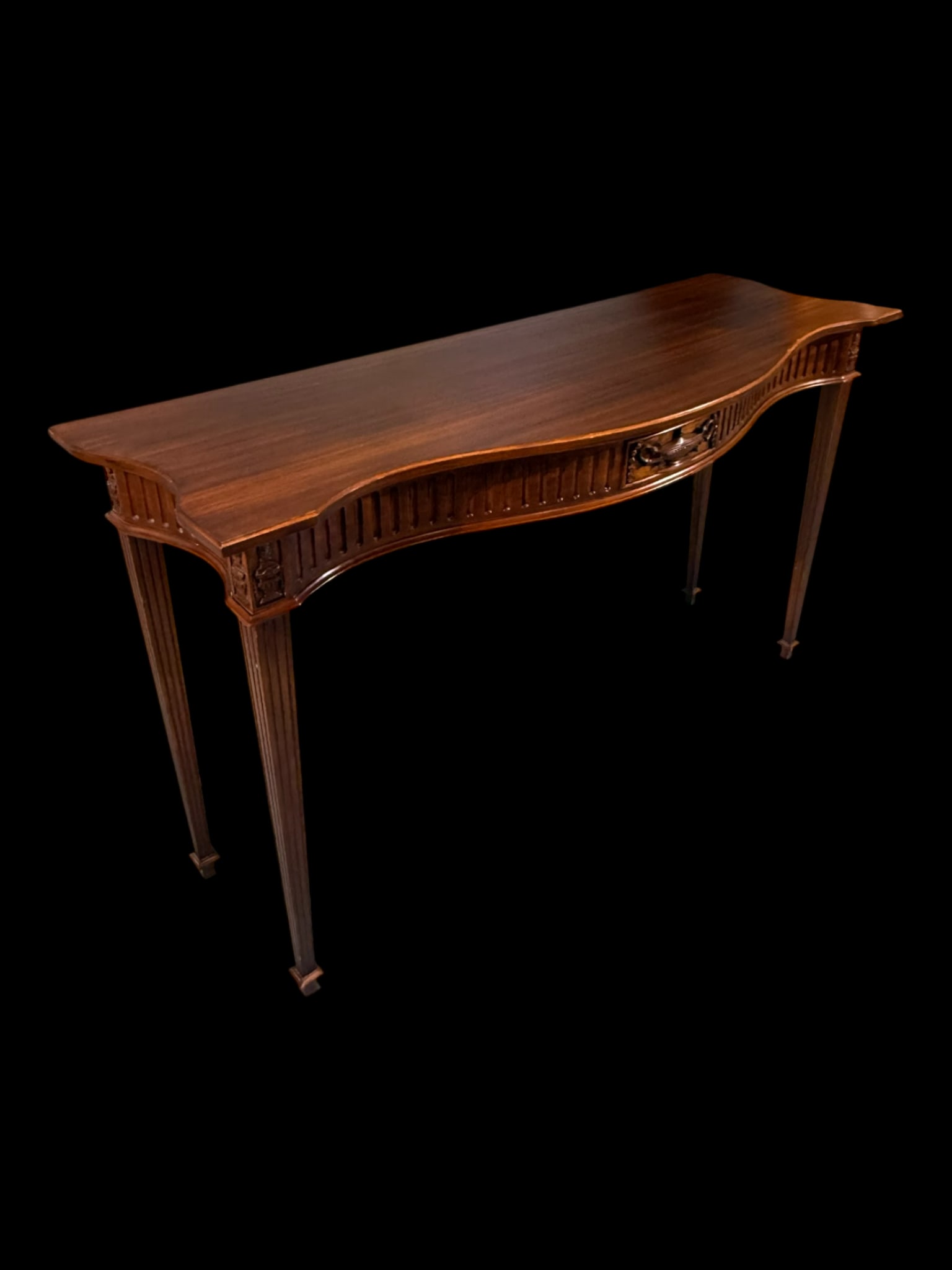 French Style Carved Walnut Console Table - 5