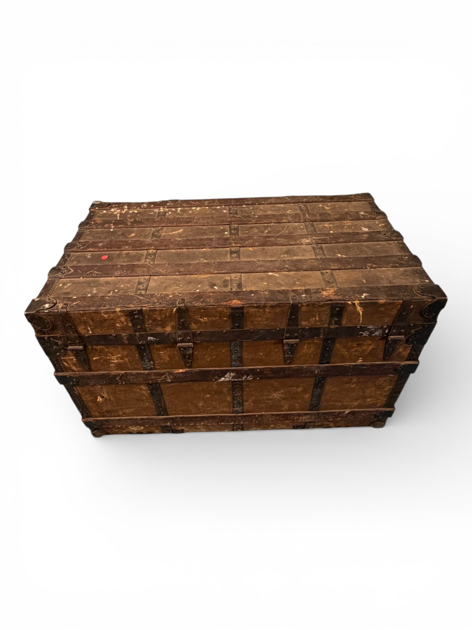 Old Large Flat-Top Steamer Trunk (S. Levy Manufacturer, Memphis, TN), ca. 1880 (1 of 8)