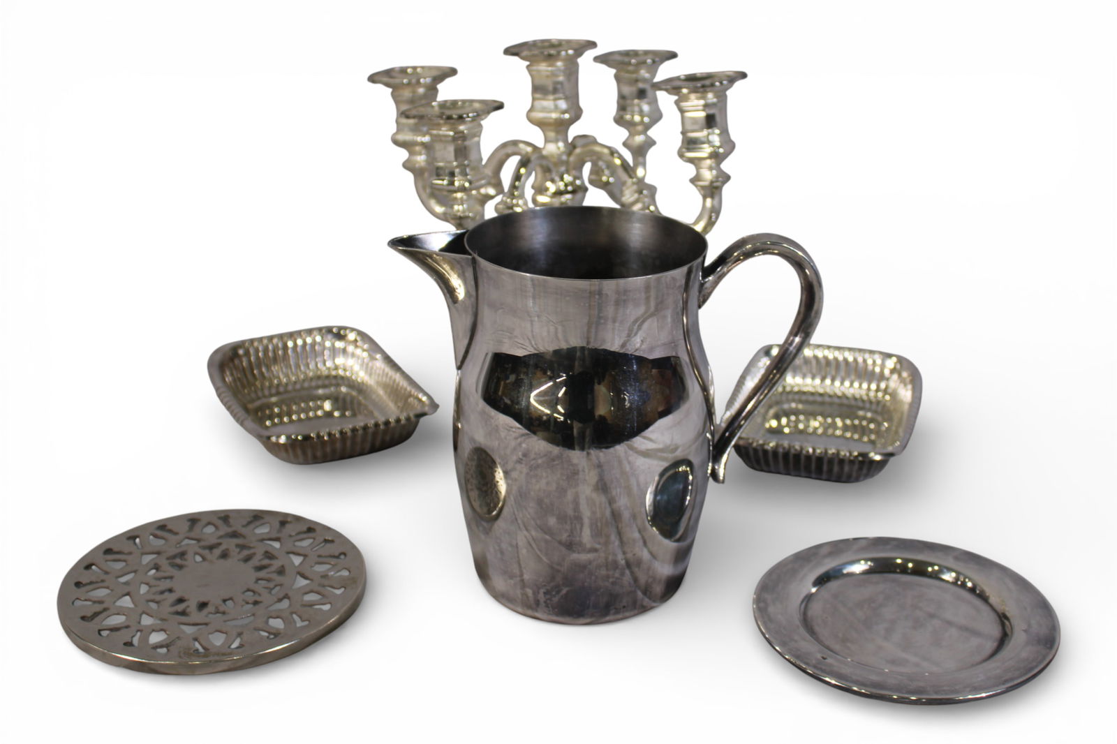 Six Silver Plate Serving Articles Including Five-Light Candelabrum (1 of 6)