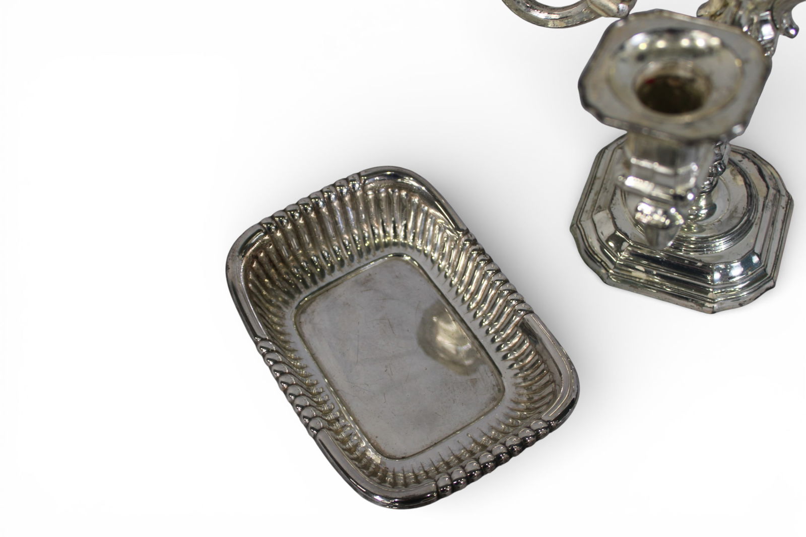 Six Silver Plate Serving Articles Including Five-Light Candelabrum - 5