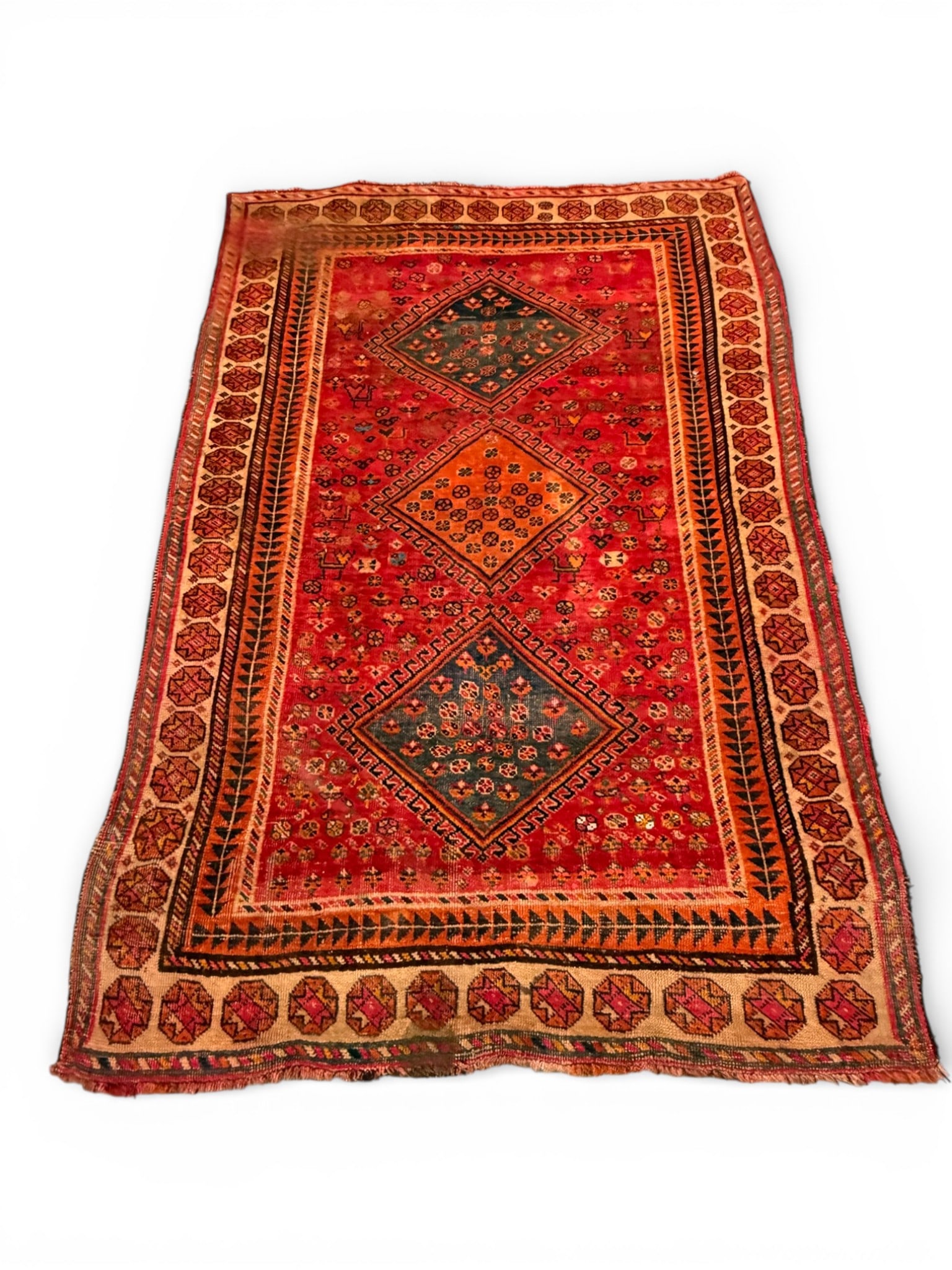 Central Asian Tribal Wool Rug, Probably Afghan or Turkmen, Early to Mid-20th Century (1 of 3)