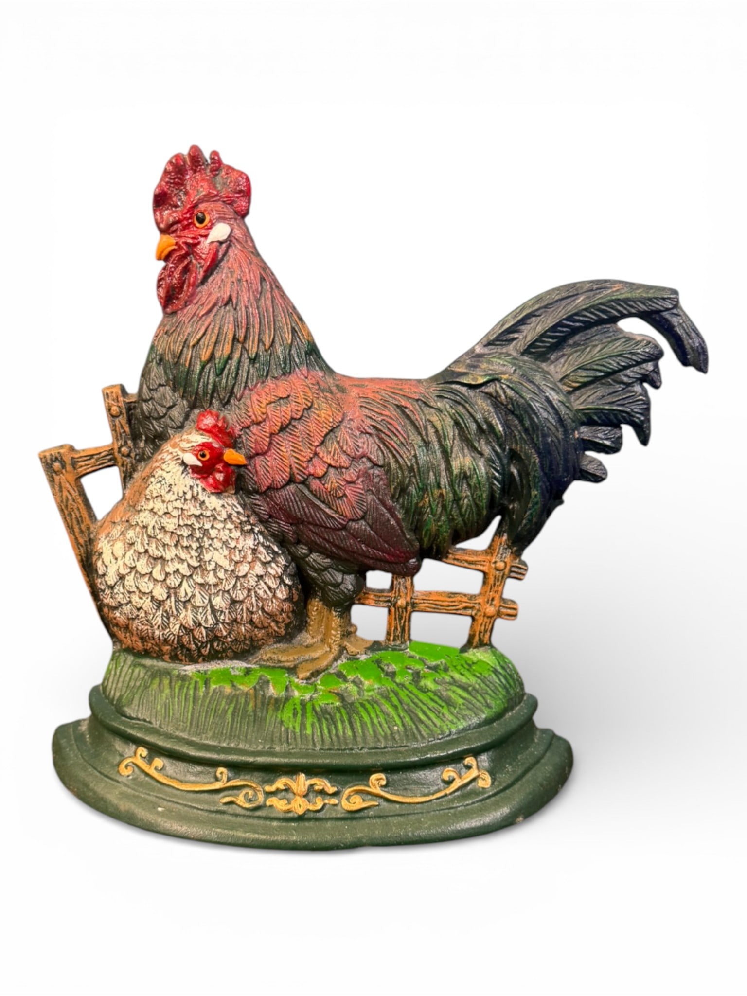 Rooster and Hen Cast Metal Doorstop (1 of 4)