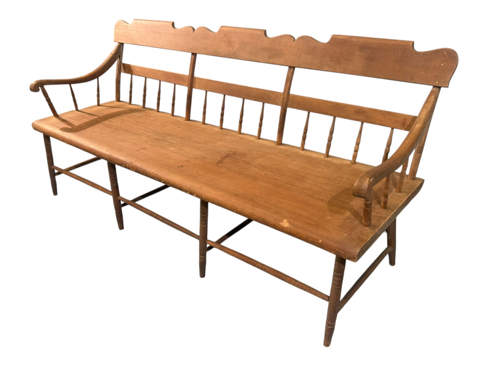 American Primitive Pine Bench / Settle, 19th Century - 3