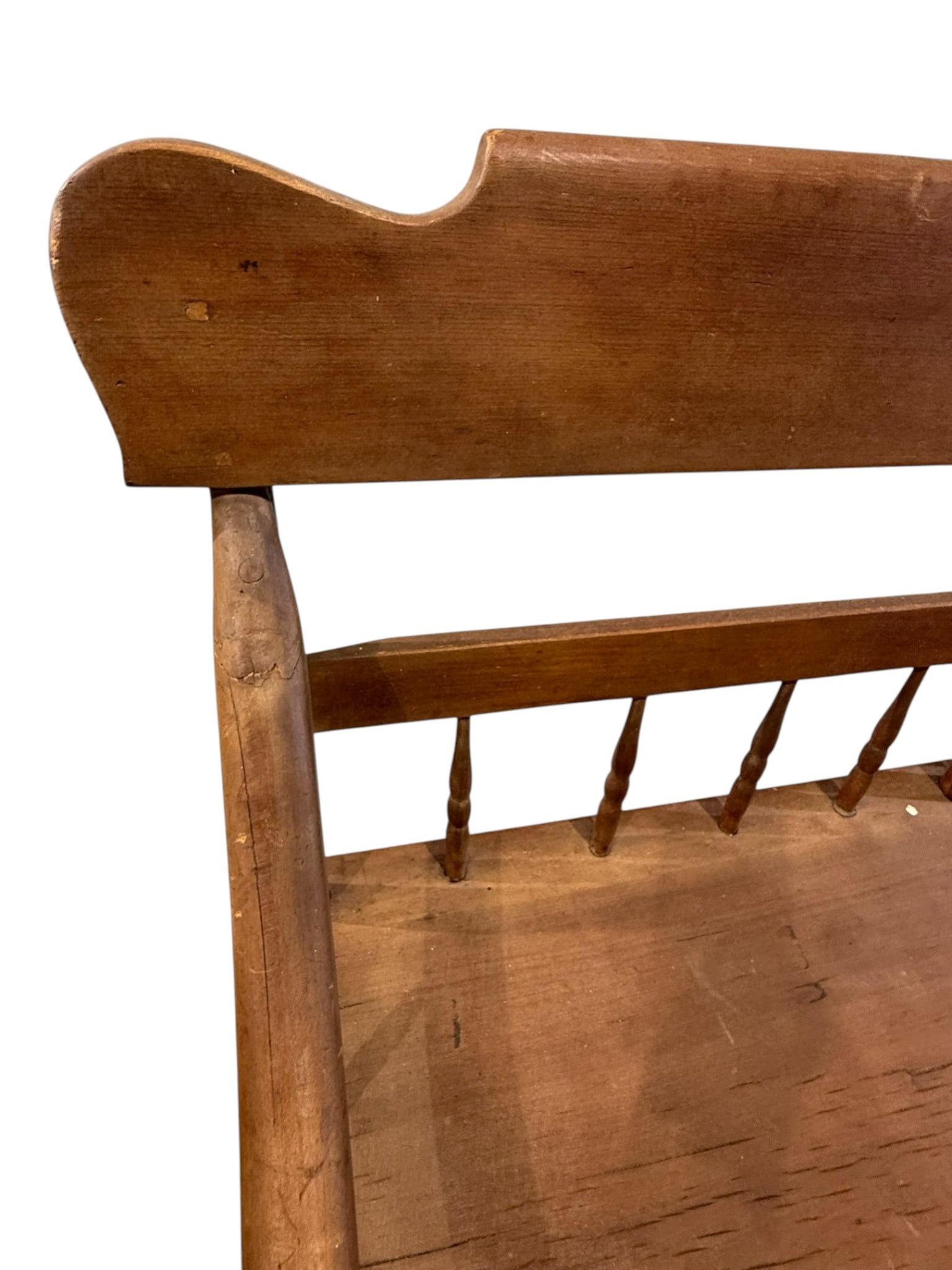 American Primitive Pine Bench / Settle, 19th Century - 5