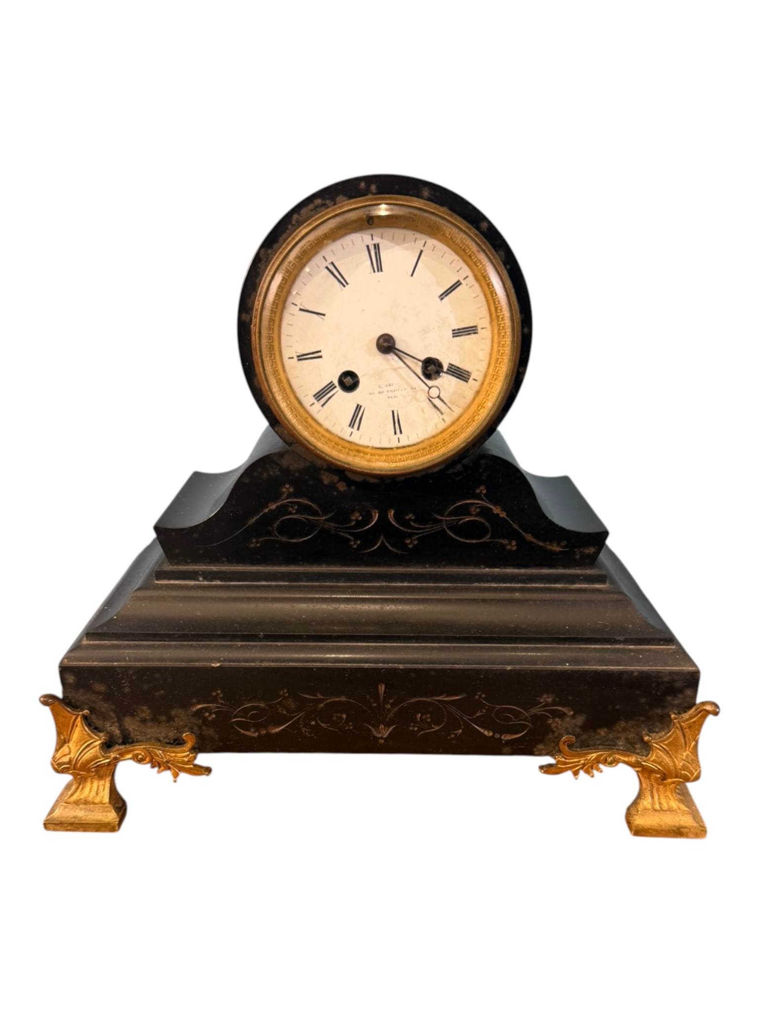 French Ebonized and Gilt Bronze Mantel Clock, C. Jacquot, Paris, 19th Century (1 of 5)