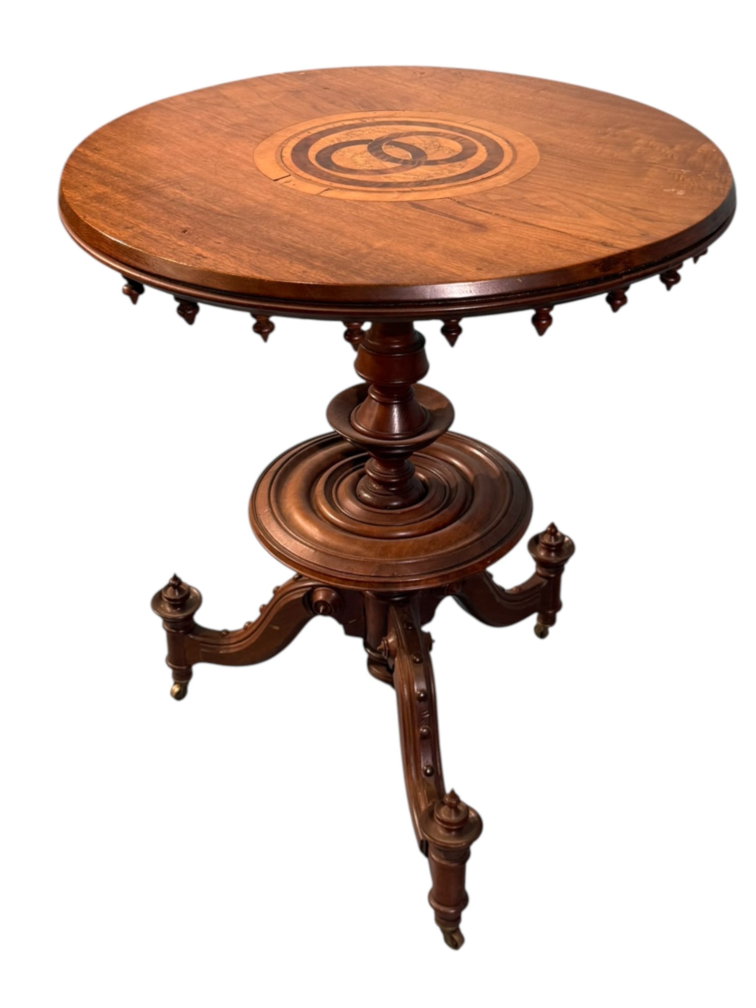 Victorian Inlaid Walnut Parlor Table, ca. 1870-1890 (1 of 5)