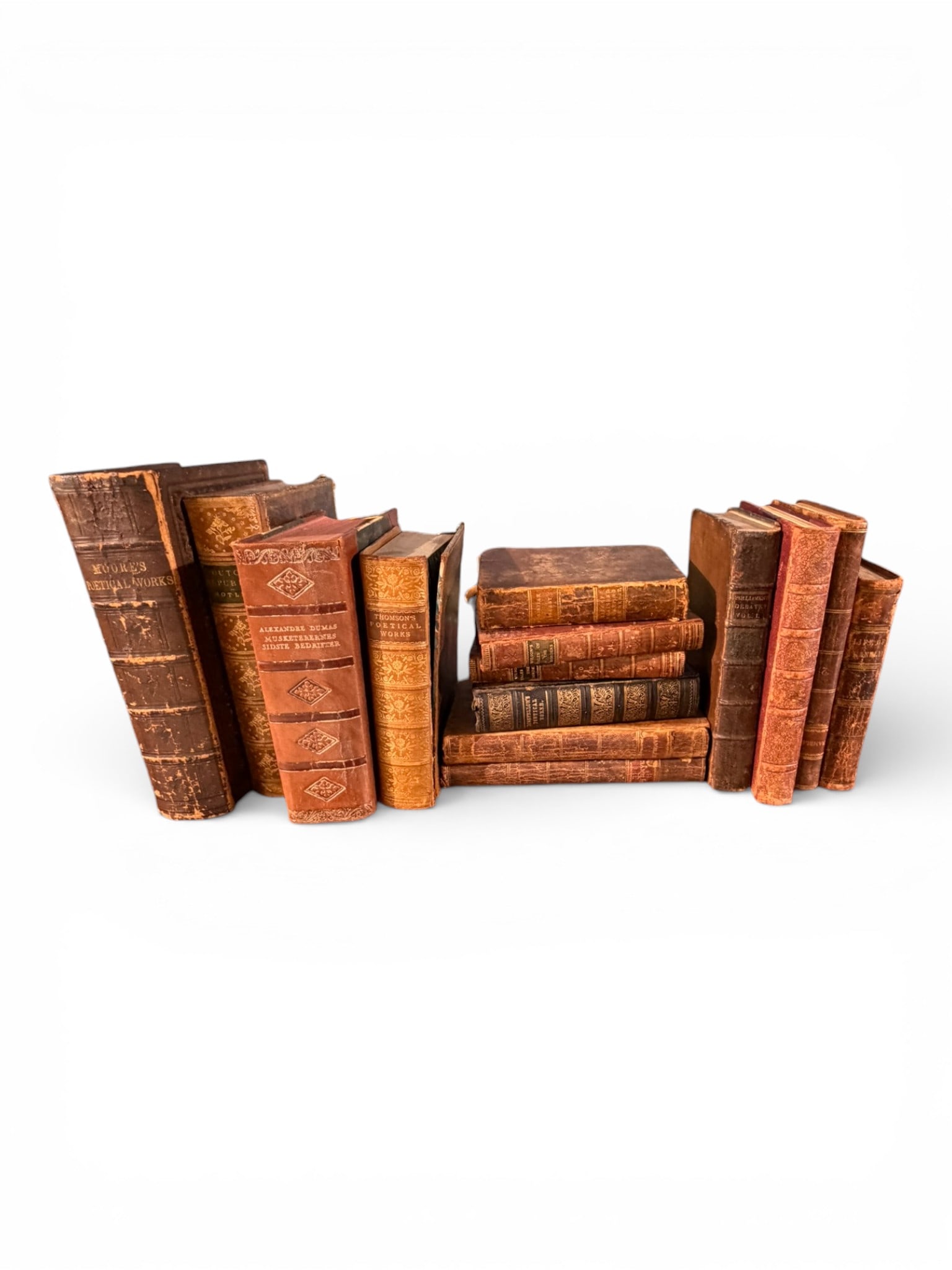 Group of 14 Antique Leather-Bound Literary & Theatrical Works (1 of 2)