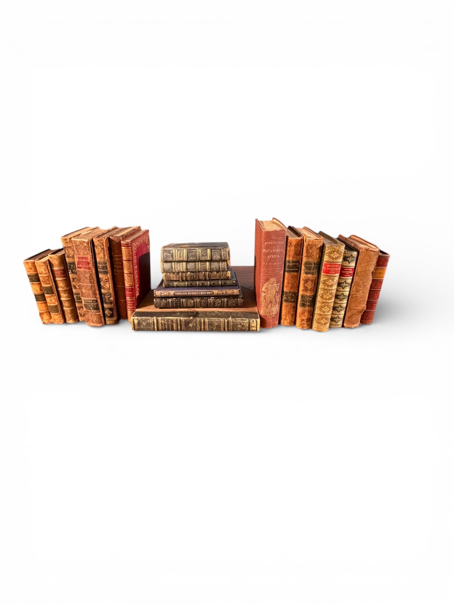 Large Grouping of Antique Leather-Bound Books (22 Volumes) (1 of 4)
