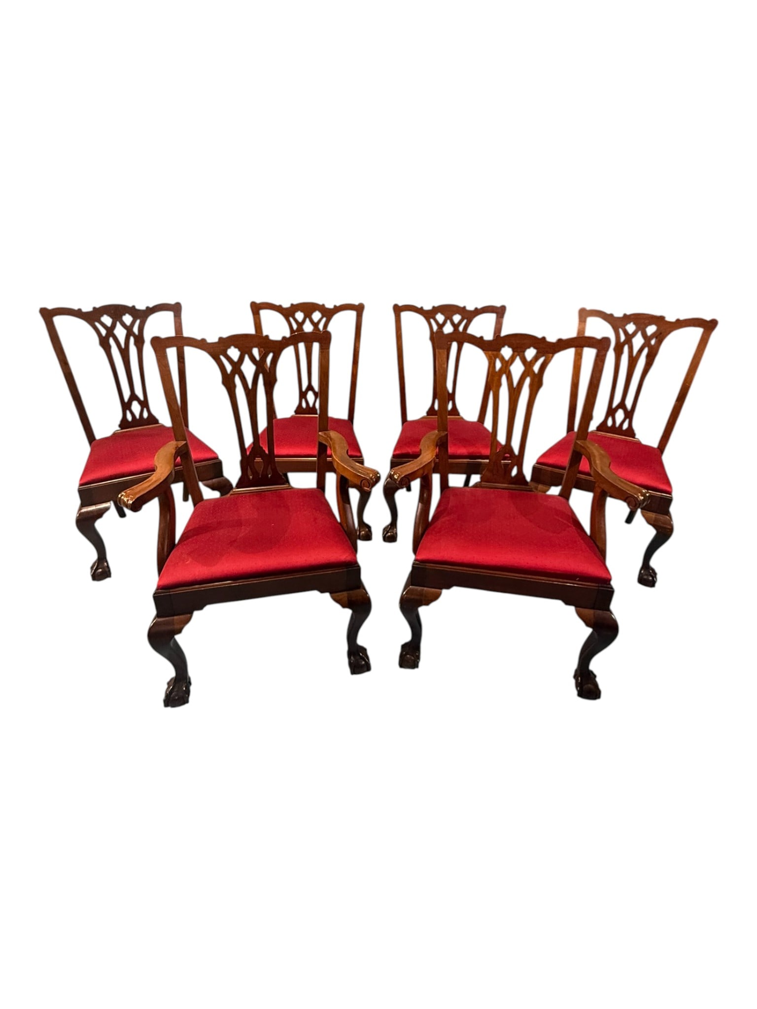 Set of Six 19th Century Chippendale-Style Mahogany Dining Chairs (1 of 4)