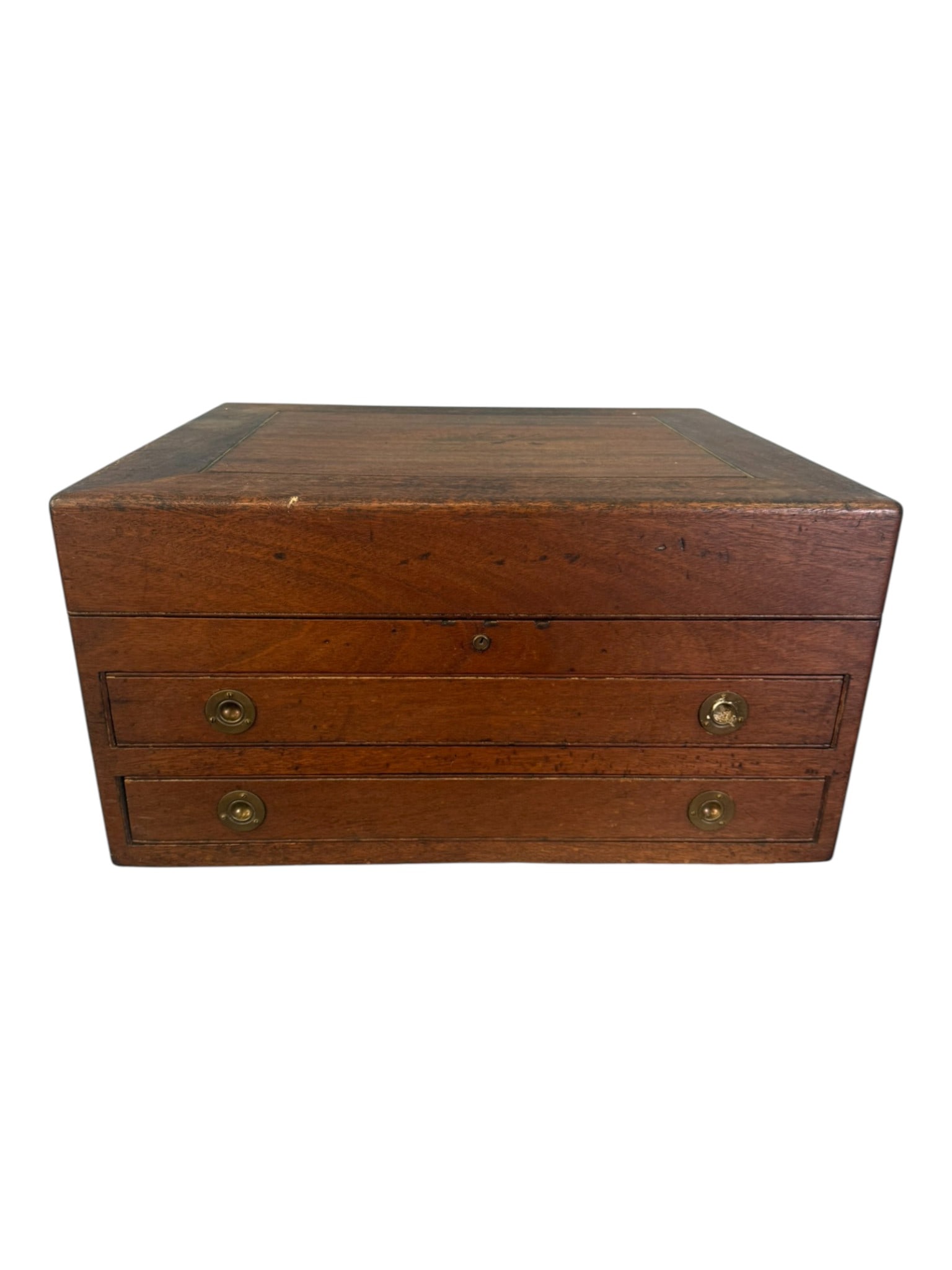 Large 19th Century Oak Flatware Chest with Red Velvet Interior (1 of 7)