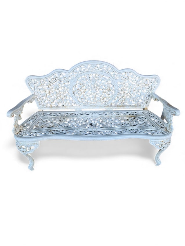 Cast Iron Garden Bench, Coalbrookdale-Style Floral and Scroll Pattern (1 of 2)